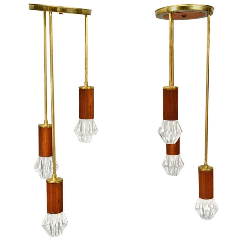 Pair Hanging Mid Century Light Fixtures at 1stDibs
