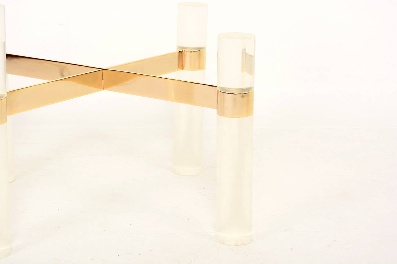Karl Springer Lucite Coffee Table Base For Sale at 1stDibs