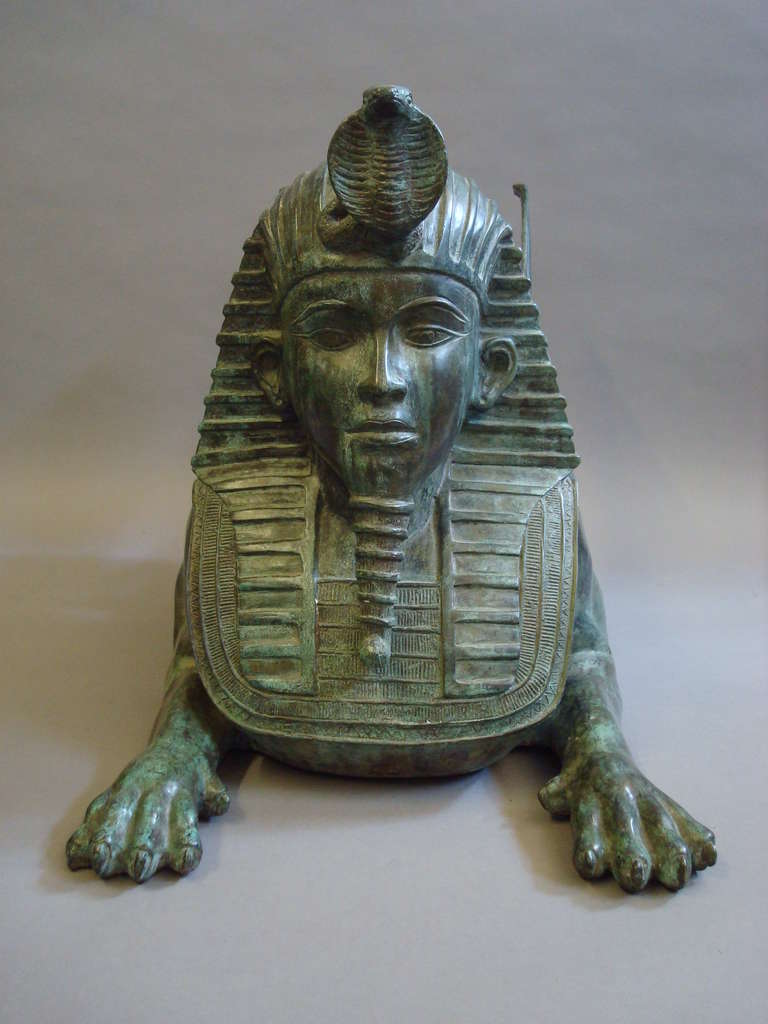 Rare Bronze Sphinx Table Base / Sculpture of Large Proportions at 1stdibs