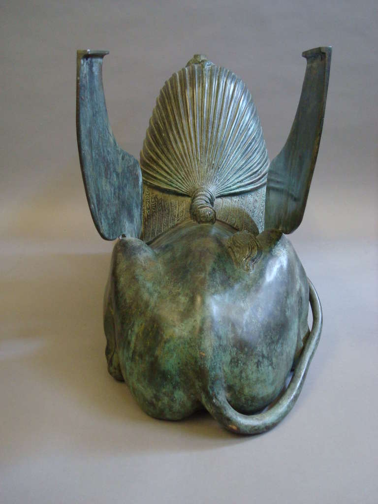 Rare Bronze Sphinx Table Base / Sculpture of Large Proportions at