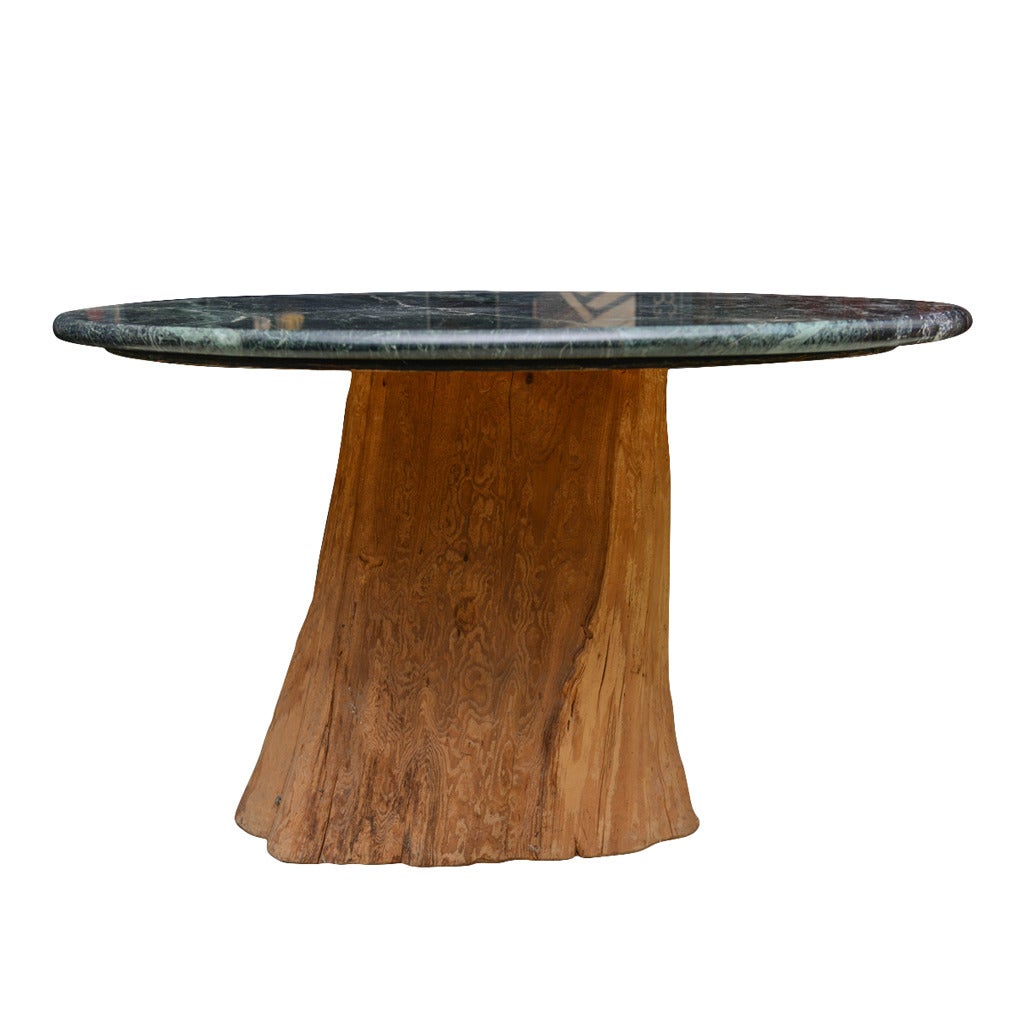Organic Michael Taylor Tree Trunk Marble Dining Table, MidCentury