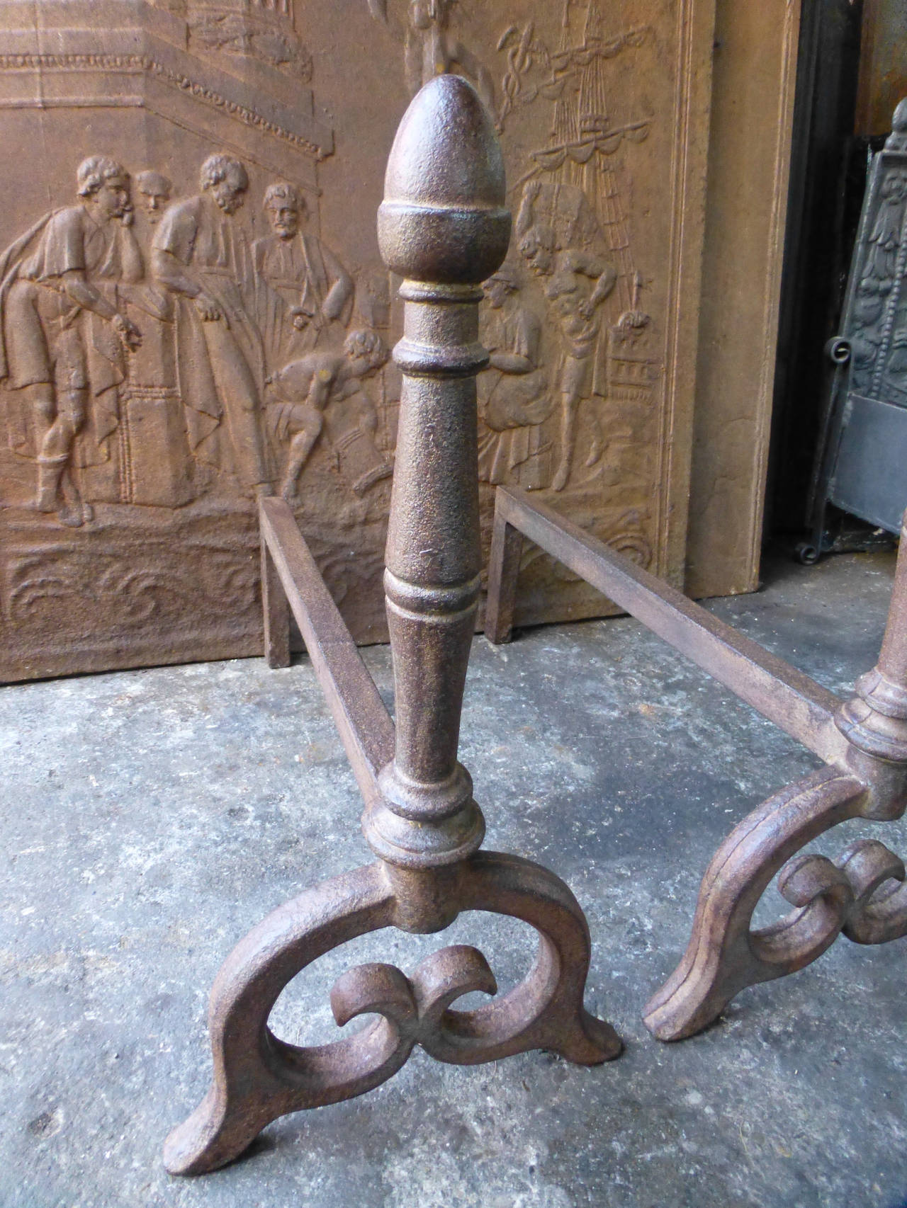 18th to 19th Century Cast Iron Andirons For Sale at 1stdibs