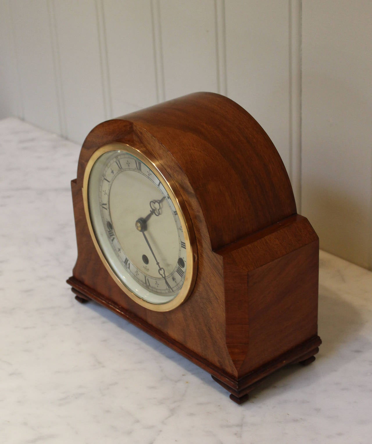 Walnut Westminster Chime Mantel Clock at 1stDibs