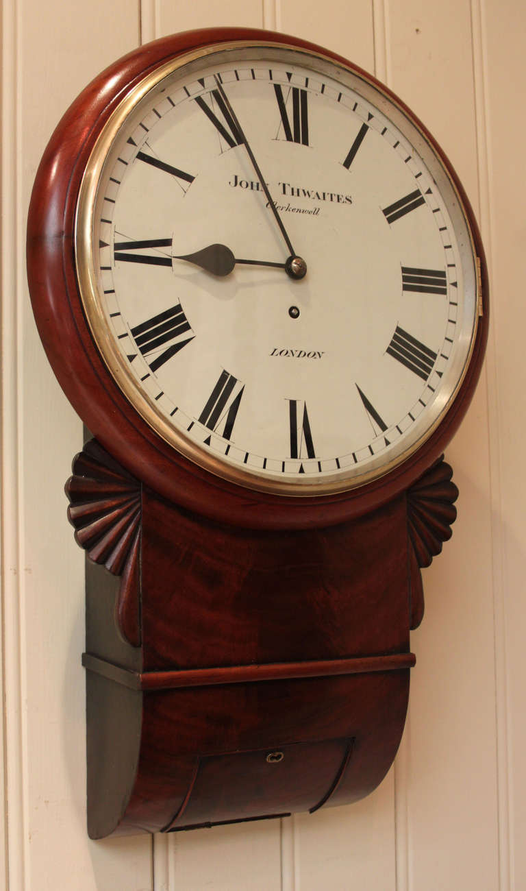 Regency Mahogany Drop Dial Wall Clock at 1stdibs