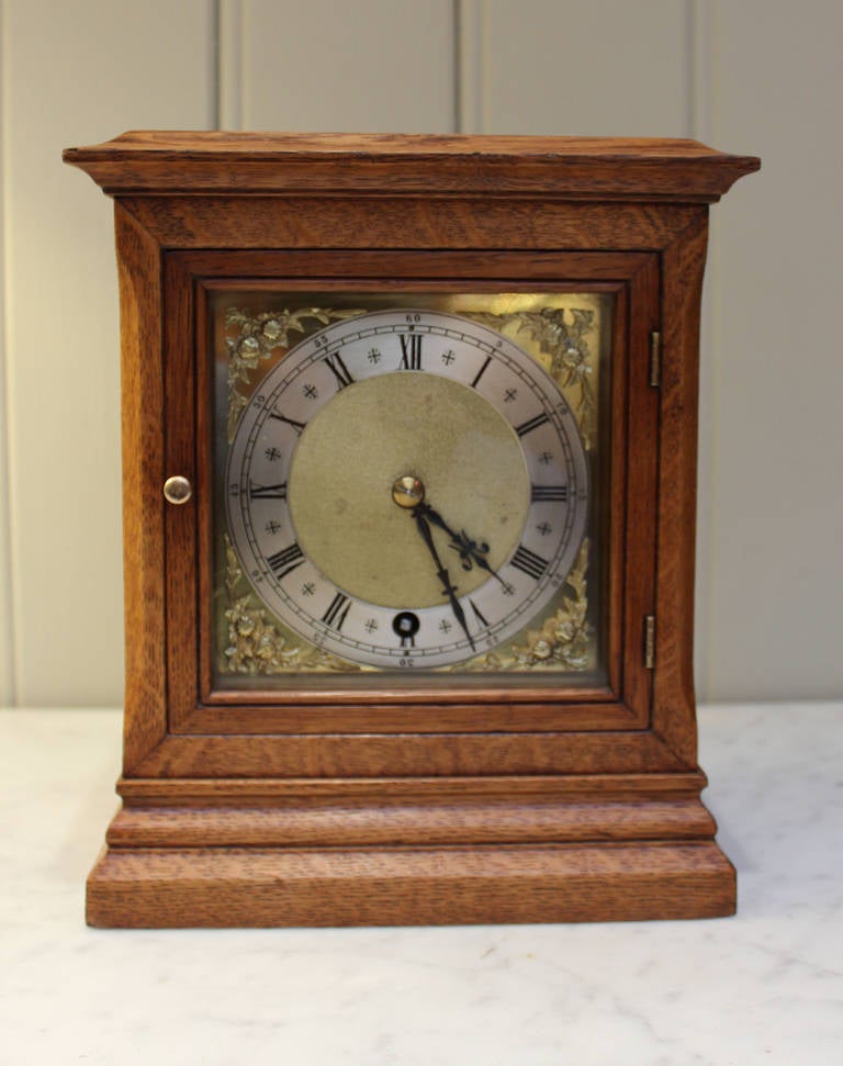 Small Oak Mantel Clock at 1stdibs