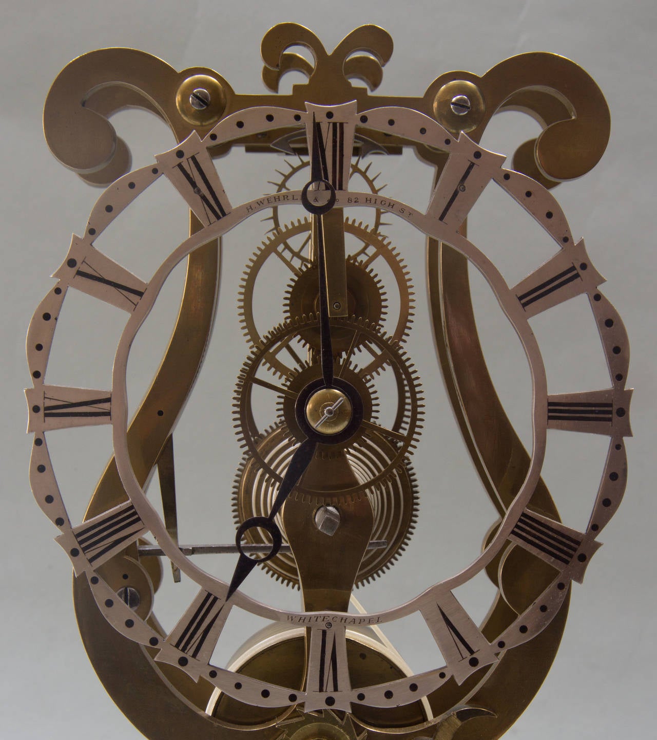 English Fusee Skeleton Clock Signed, "H Wehrle and Co." For Sale at 1stDibs