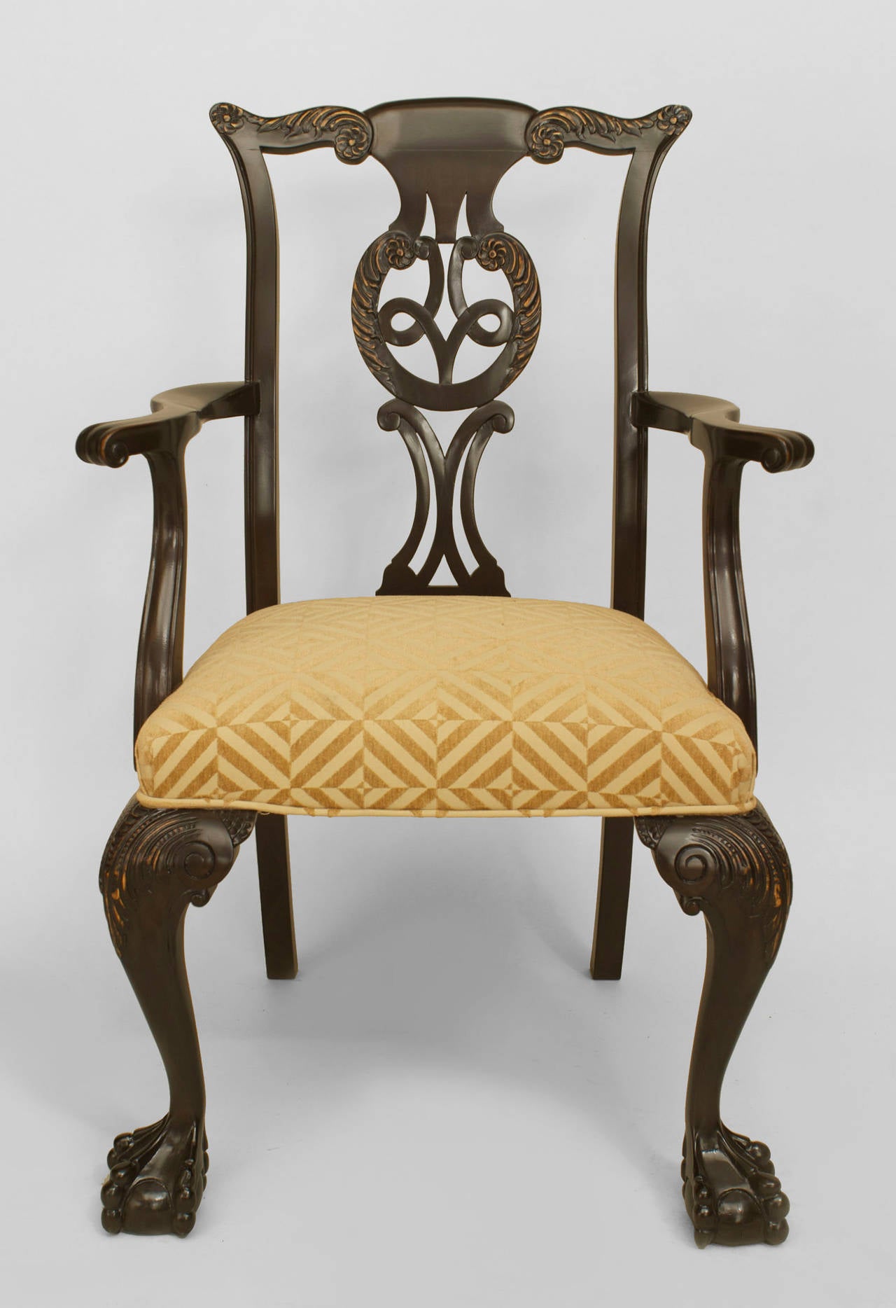 A Lovely Set of 12 Irish II Style Carved Elm Wood Chairs For