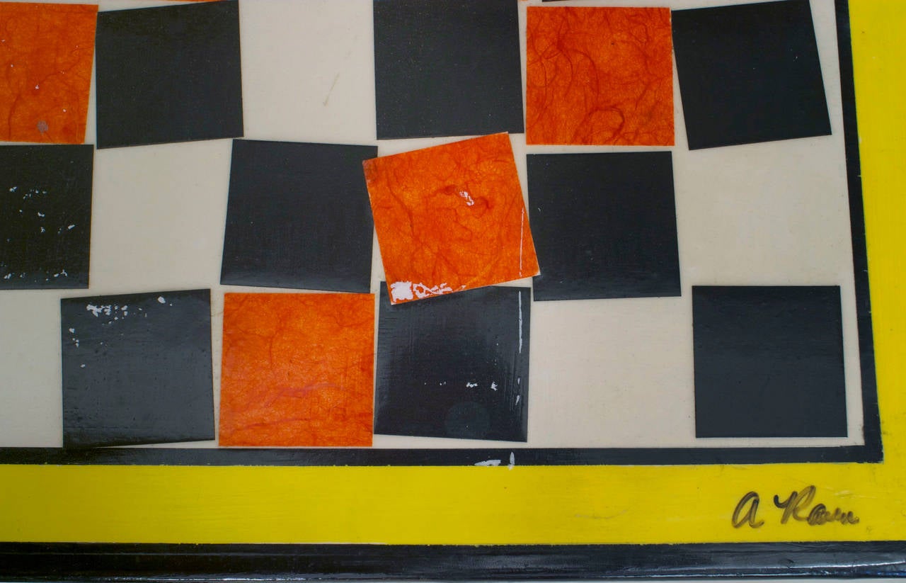 Contemporary Painted Checkerboard/Chess Game Table For Sale at 1stDibs