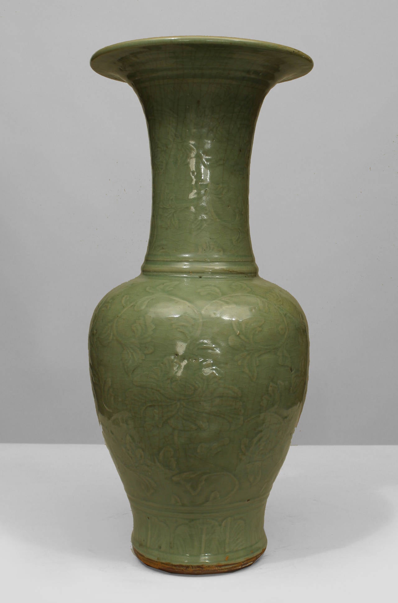Chinese Ming Dynasty Molded Stoneware Yenyen Vase For Sale at 1stdibs