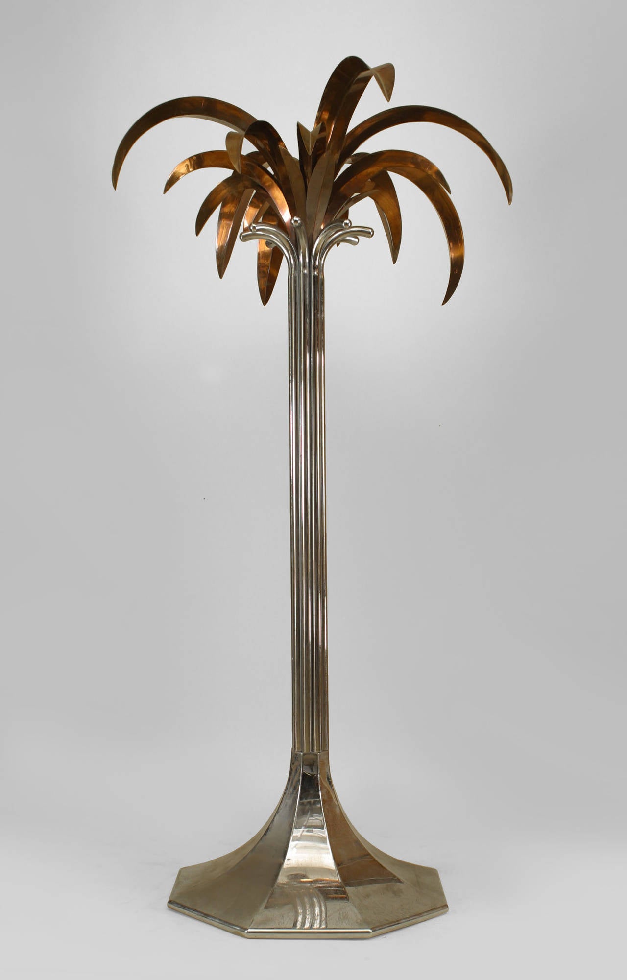 Large 1960s French Chrome and Copper Palm Tree For Sale at 1stdibs
