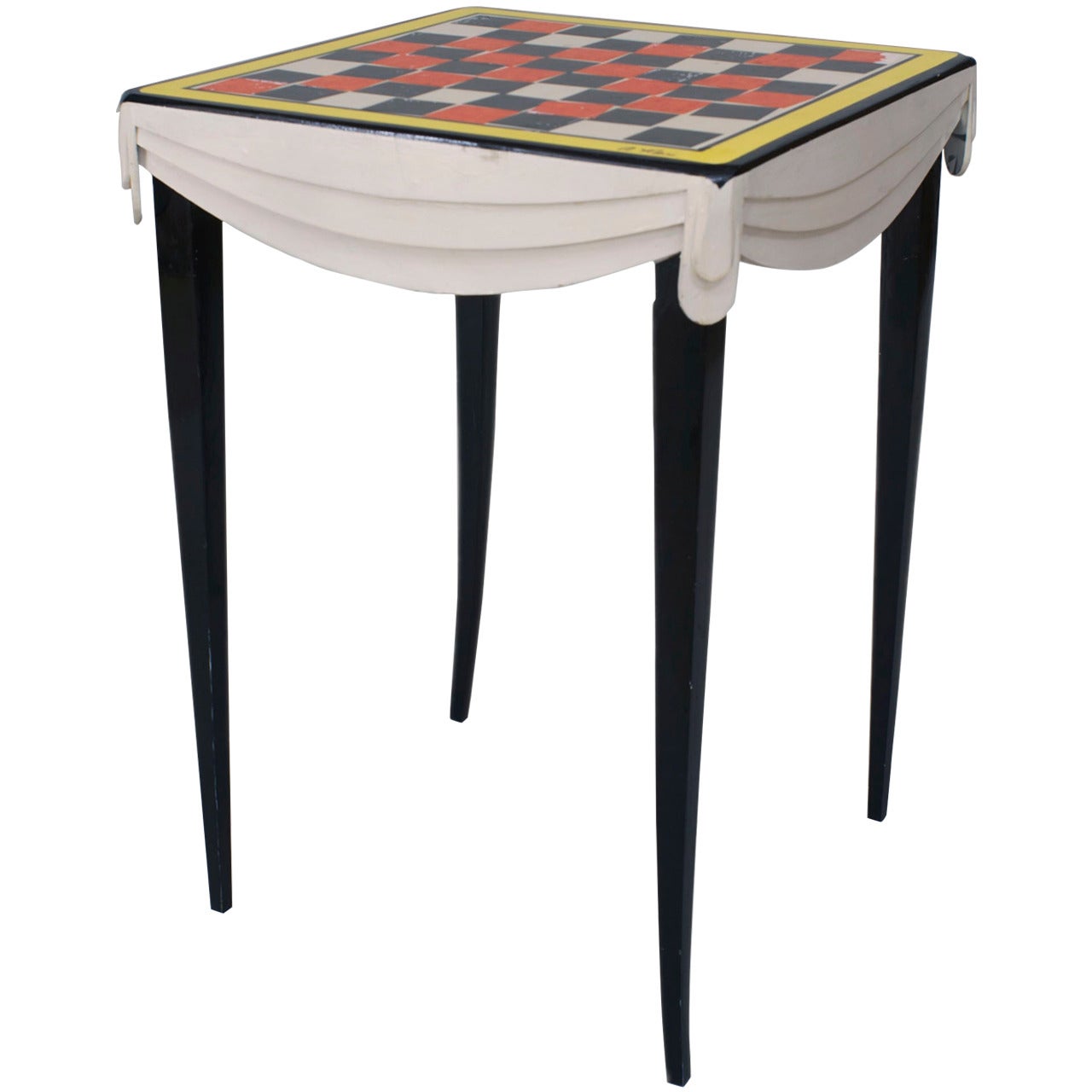 Contemporary Painted Checkerboard/Chess Game Table For Sale at 1stDibs