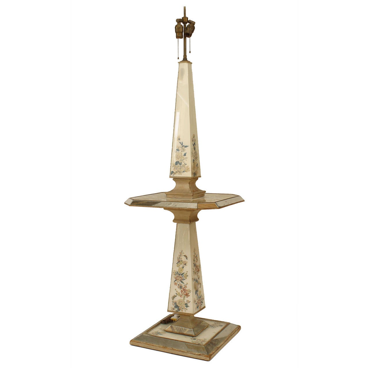 Mid20th Century Reverse Painted Glass Obelisk Floor Lamp For Sale at 1stdibs