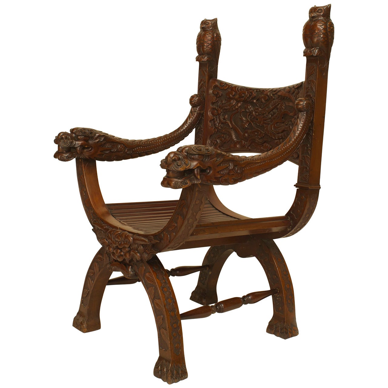 Chinese Arm Chair, Carved Rosewood Ornate, at 1stDibs