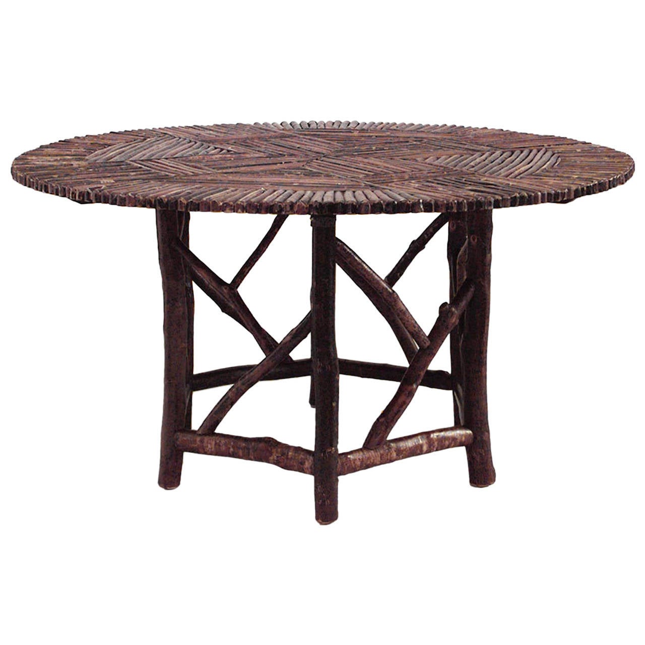 American Adirondack Style Round Twig Dining Table at 1stDibs
