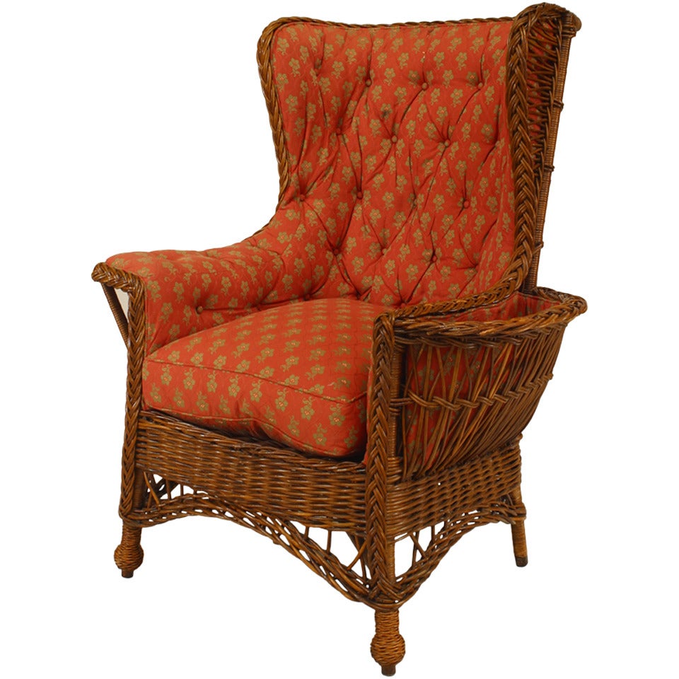 Ornate Victorian Antique Wicker Chair and Rocker For Sale at 1stDibs