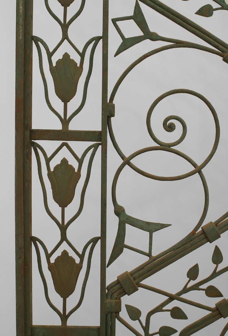 Pair Of Spectacular Wrought Iron Arts and Crafts Gates at 1stDibs