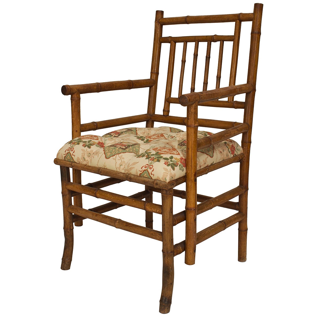 Bamboo Floral Upholstered Arm Chair For Sale at 1stDibs bamboo