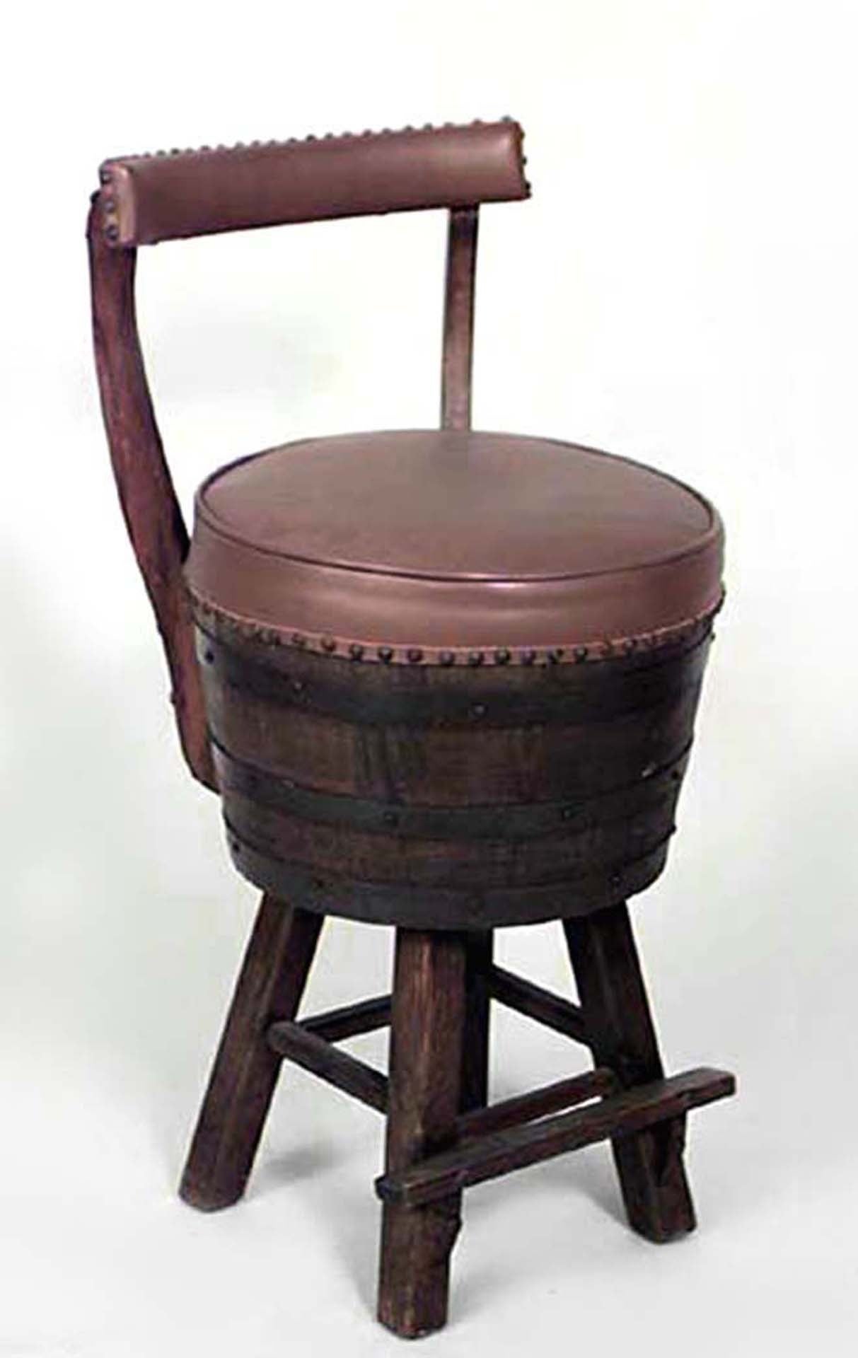 Pair of 20th Century Rustic Old Hickory Oak Barrel Design Swivel Chairs