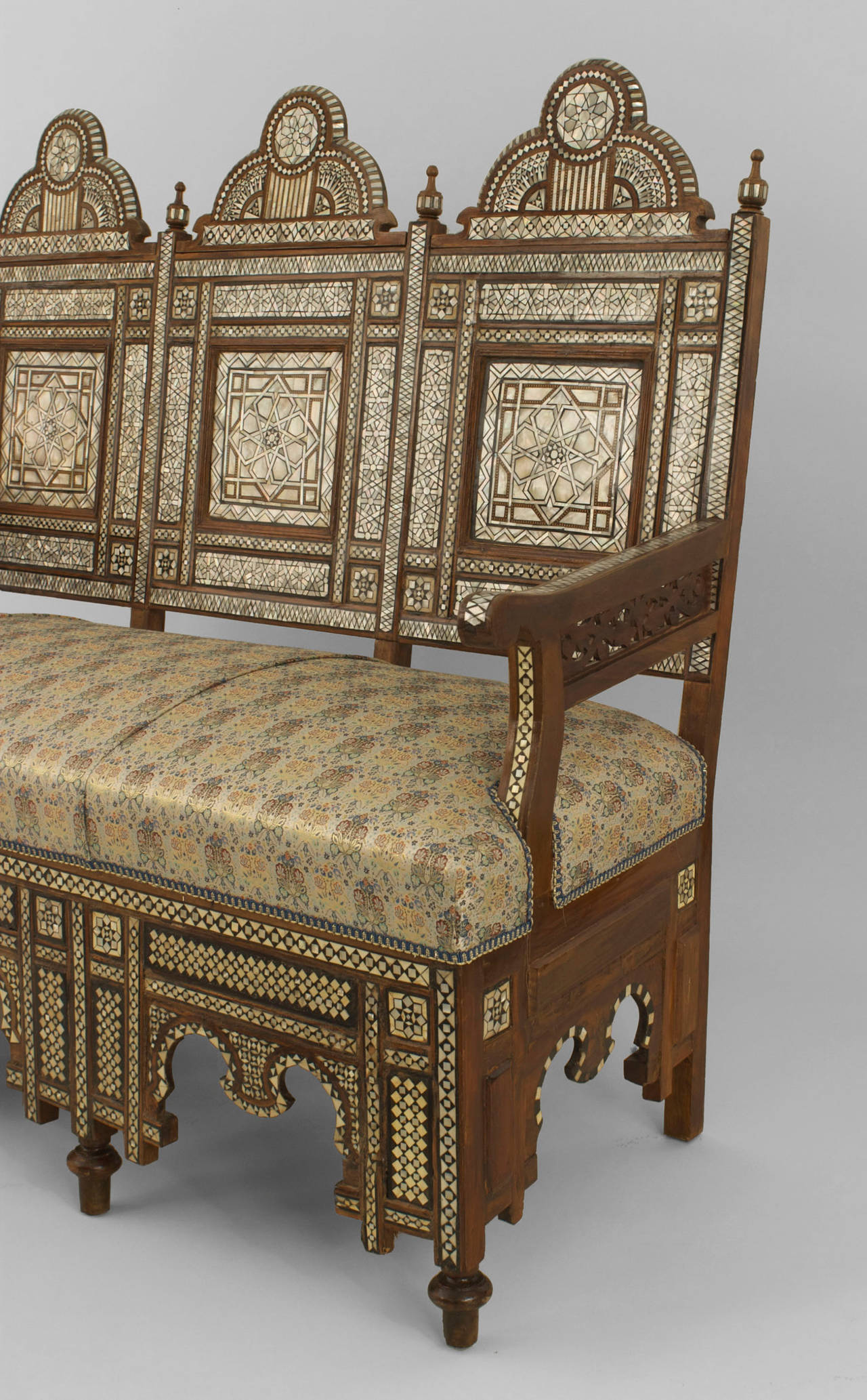 Middle Eastern PearlInlaid Walnut Settee For Sale at 1stdibs