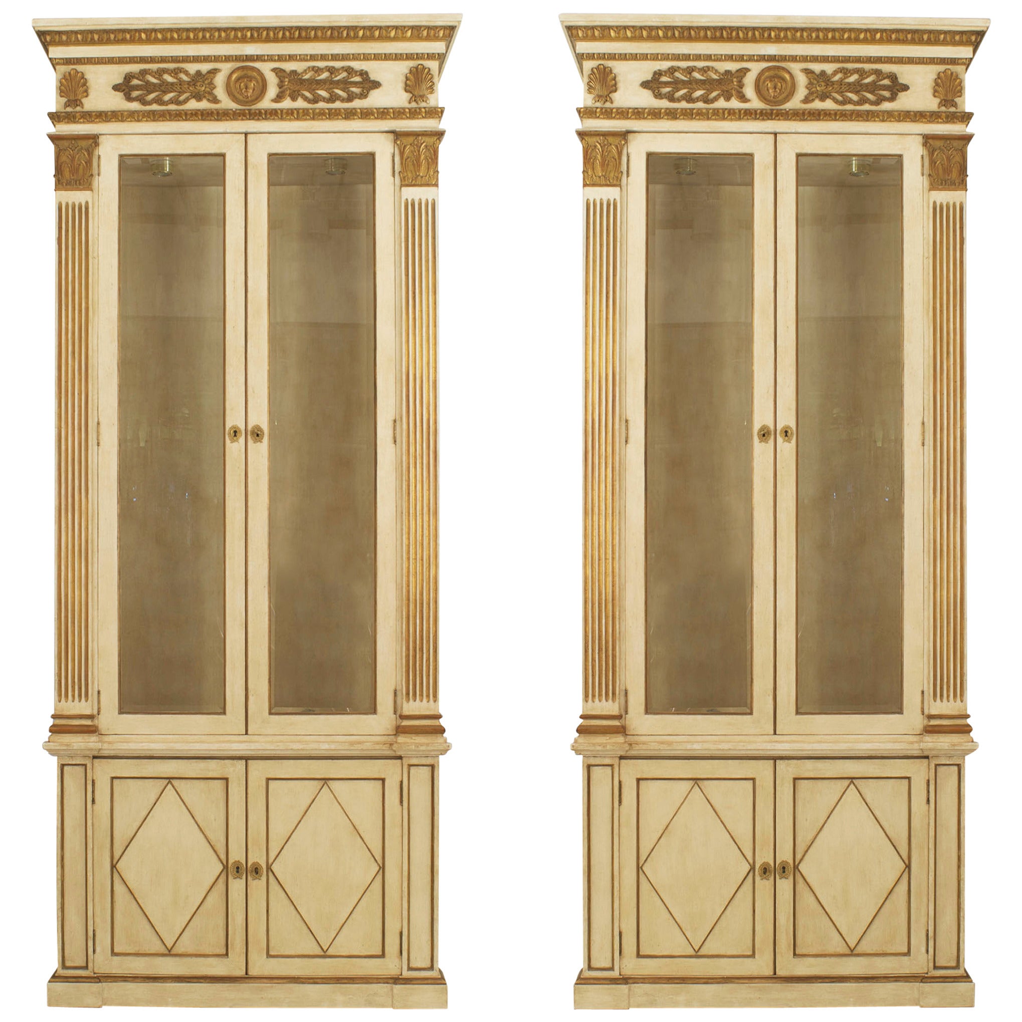 Pair of French Regency Painted Bookcases For Sale at 1stDibs