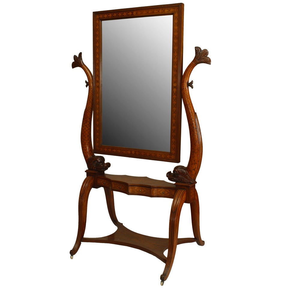 Neoclassical Brass Cheval Tilting Floor Mirror at 1stDibs vintage