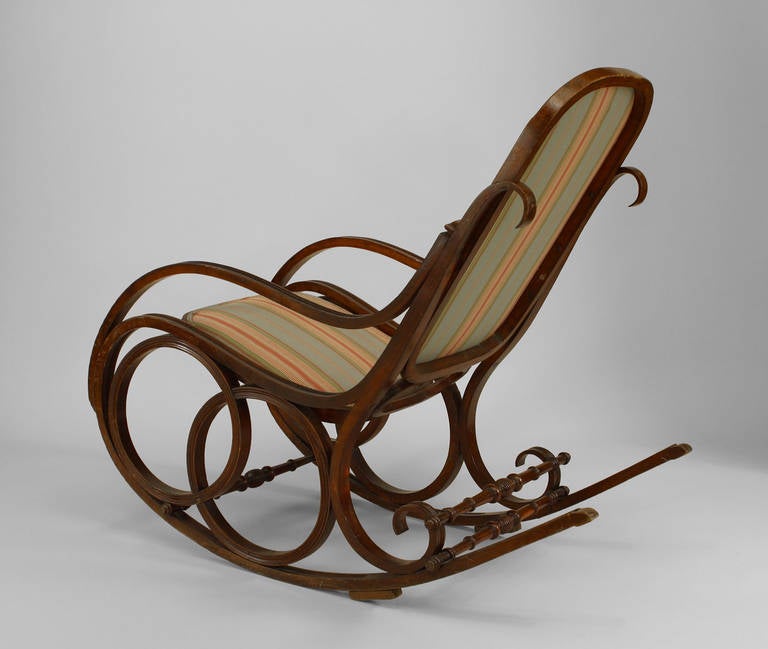 Bentwood Striped Rocking Chair For Sale at 1stDibs bentwood rocking chair, bent wood rocking