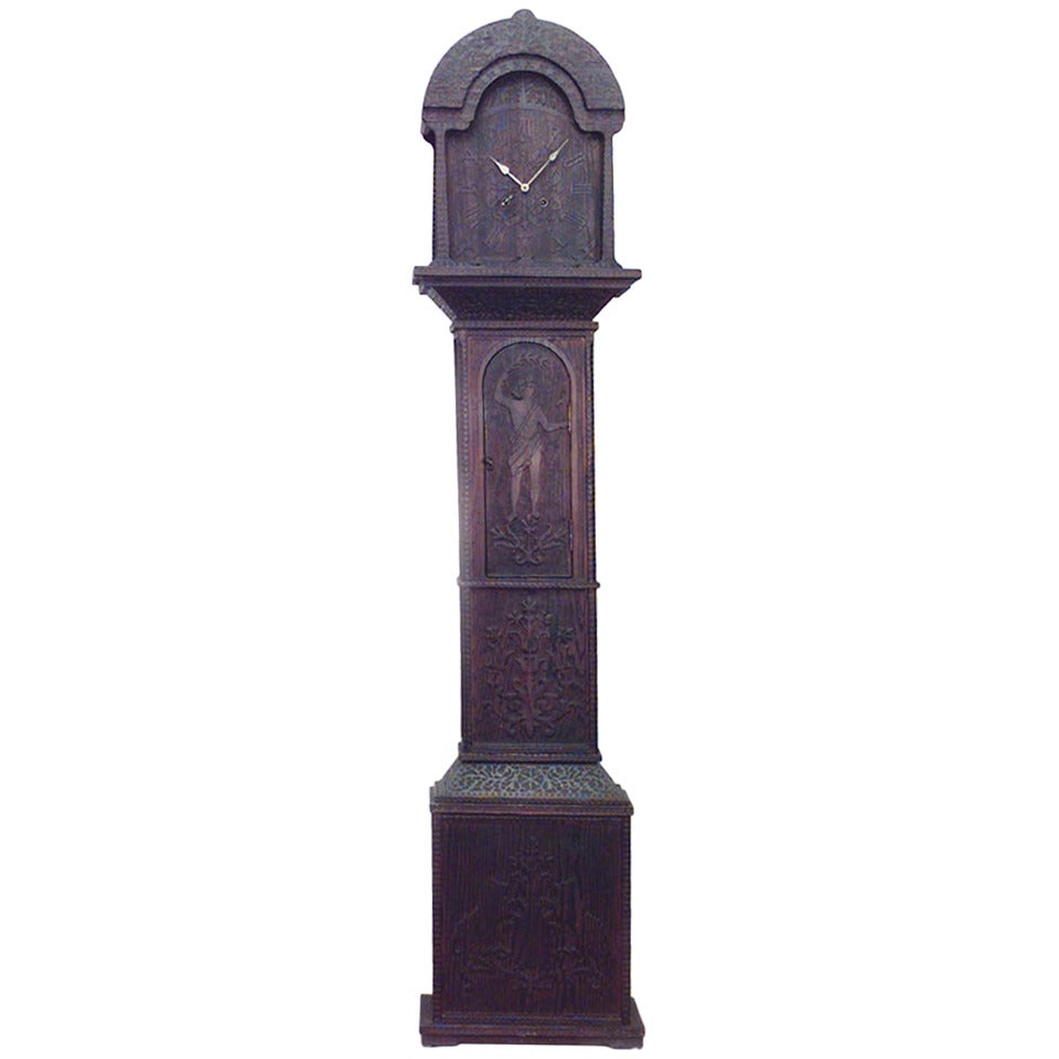 19th Century Rustic Black Forest Grandfather Clock For Sale at 1stDibs