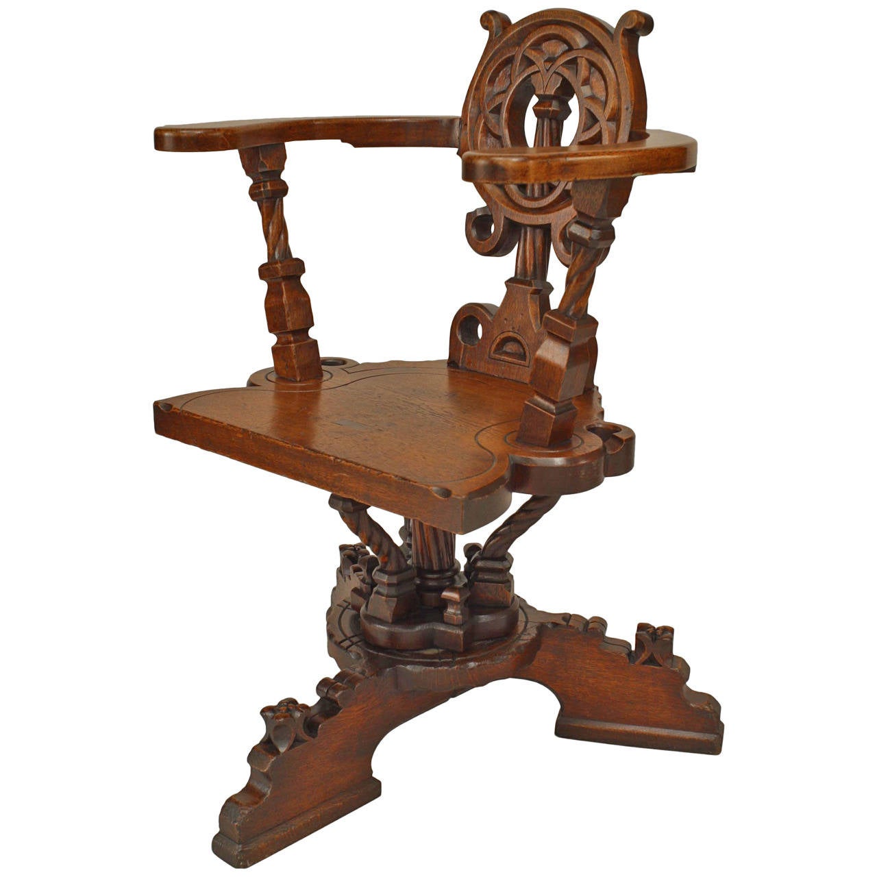 German Arts and Crafts Oak Swivel Chair by Verkaufshalle Frankfurt For