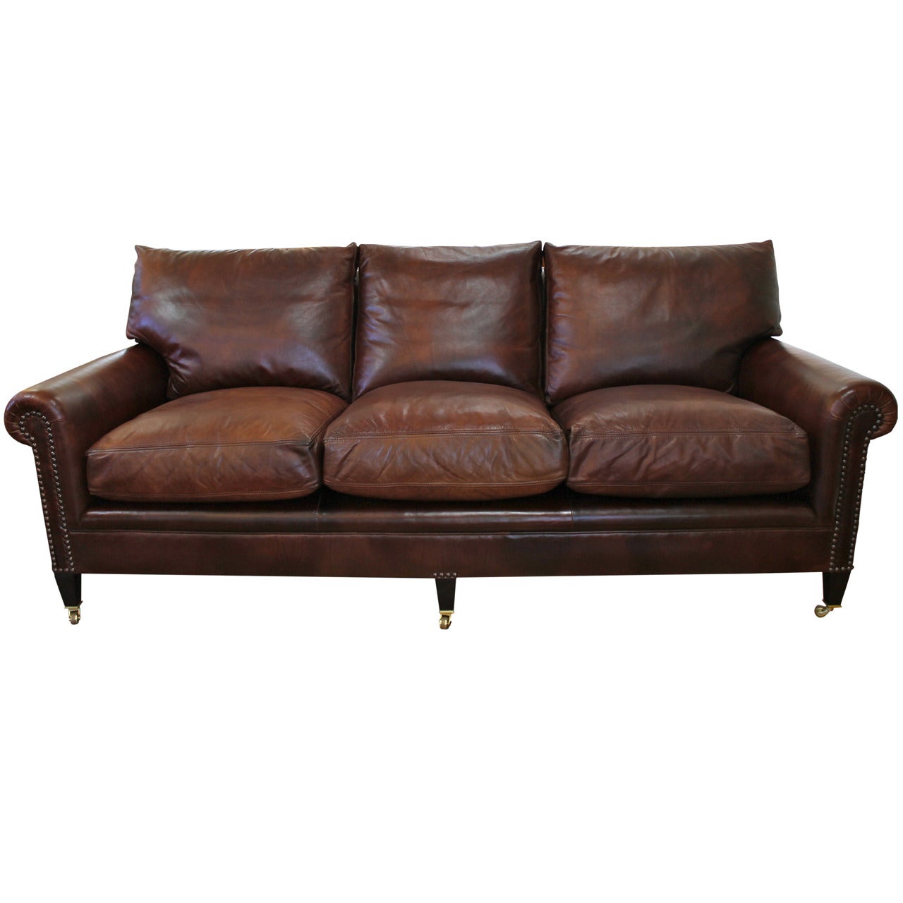 Smith Leather Sofa in "American Chocolate" Color at 1stDibs