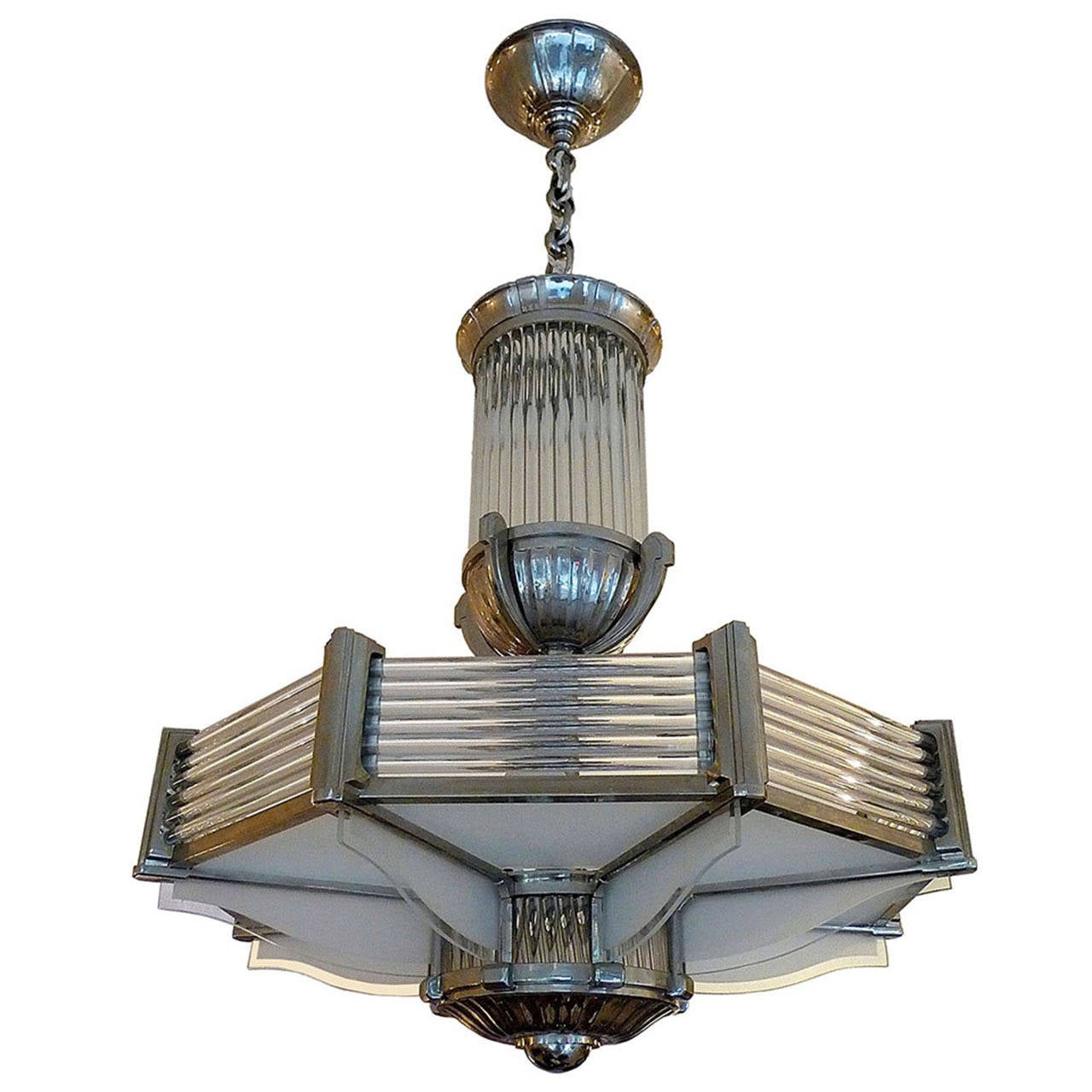 French Art Deco Petitot Chandelier at 1stDibs