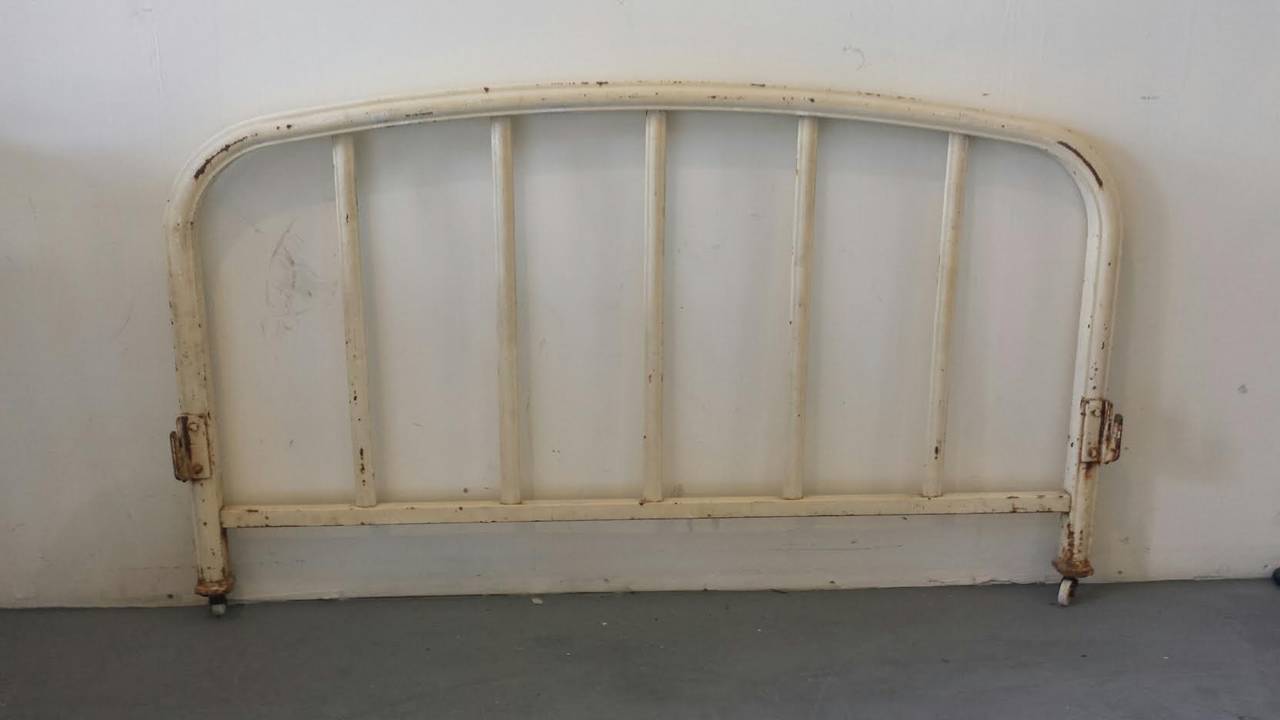 19th Century French Provincial White Iron Bed, Full Size at 1stdibs