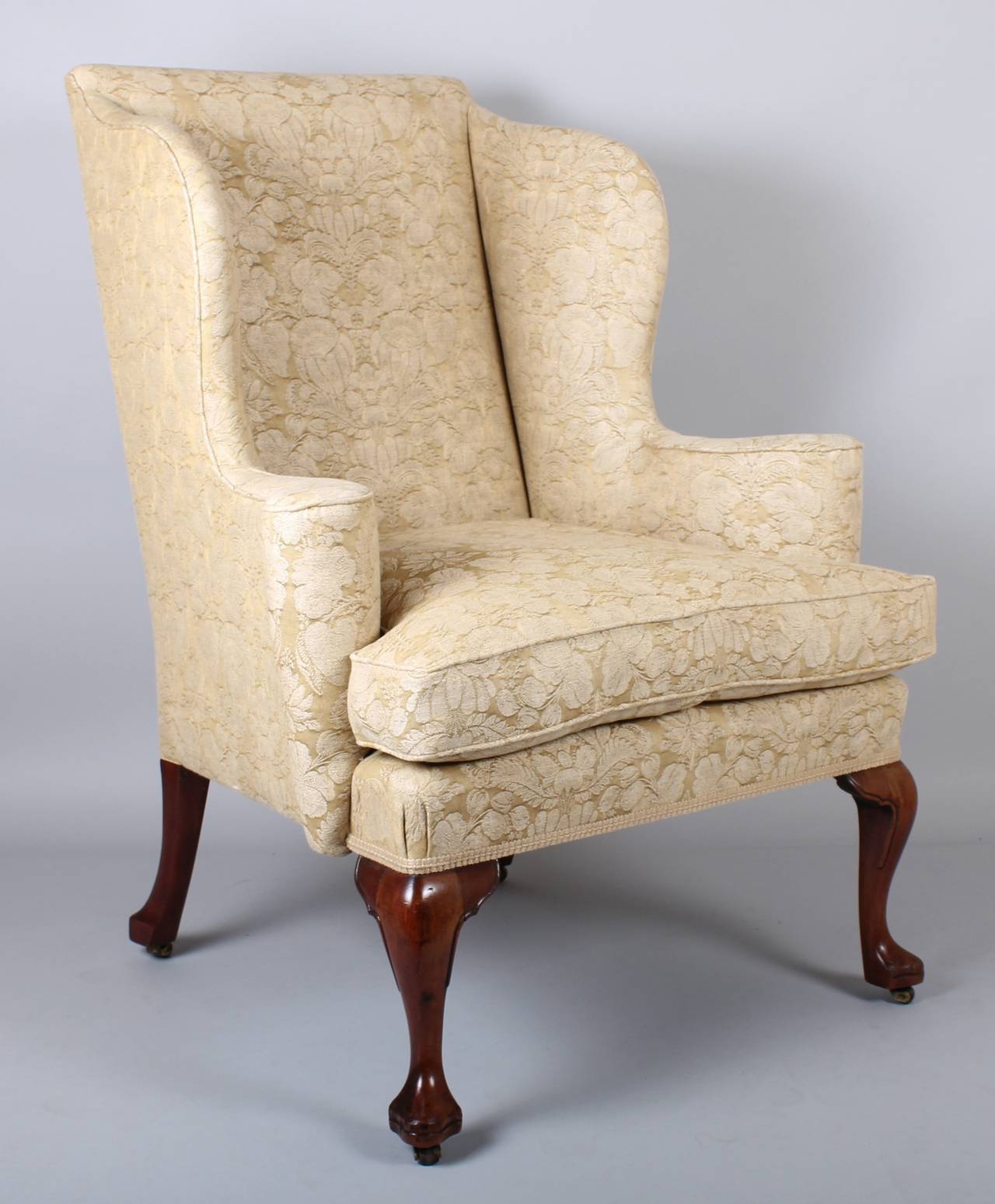 Wingback Chair on Walnut Cabriole Legs in the Classic Queen Anne Style