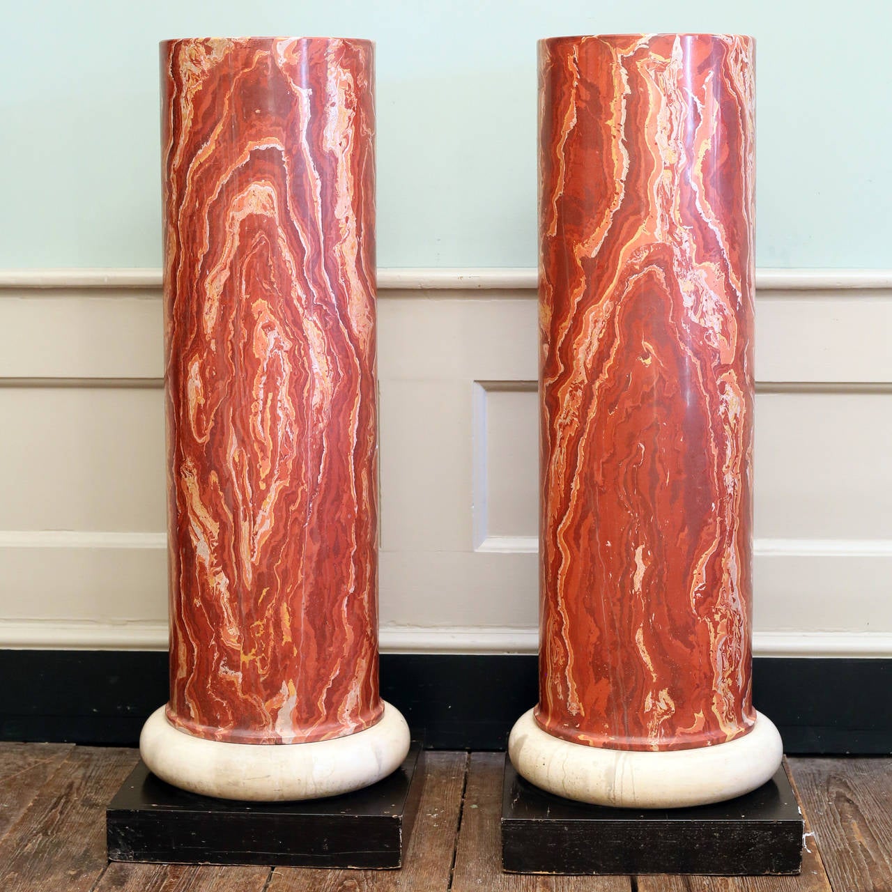 Pair of Red Onyx Scagliola Pedestals at 1stDibs