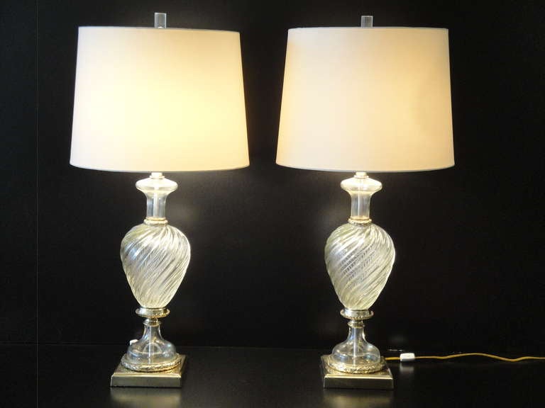 Pair Murano Glass Lamps by Marbro at 1stDibs