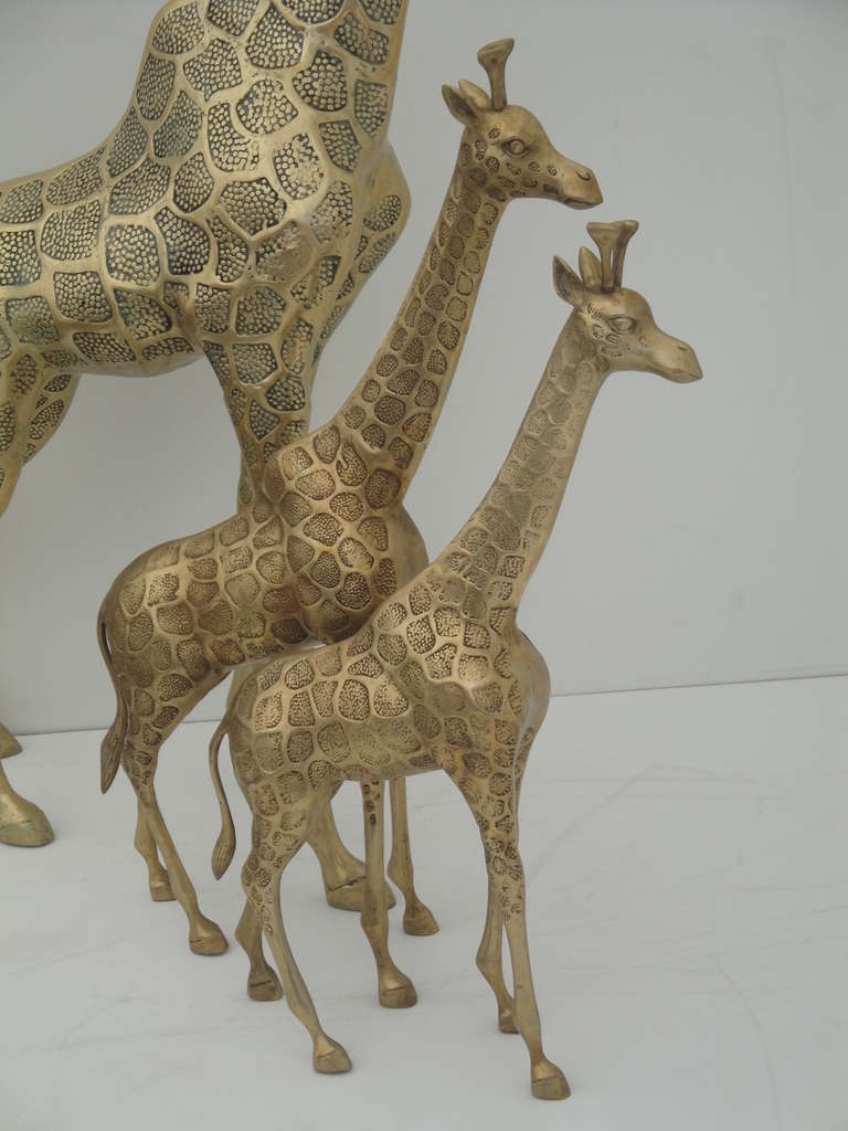 Brass Giraffe Family Sculpture at 1stDibs brass giraffe statue, brass