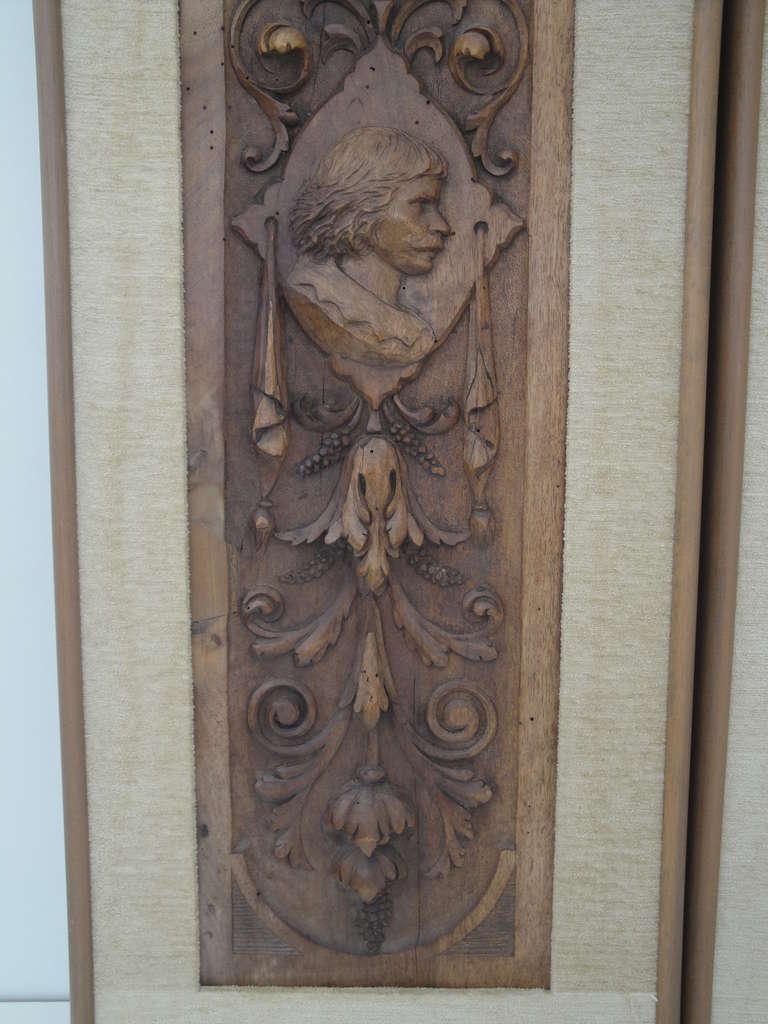 Pair of Antique Italian Handcarved Wall Plaques For Sale at 1stdibs