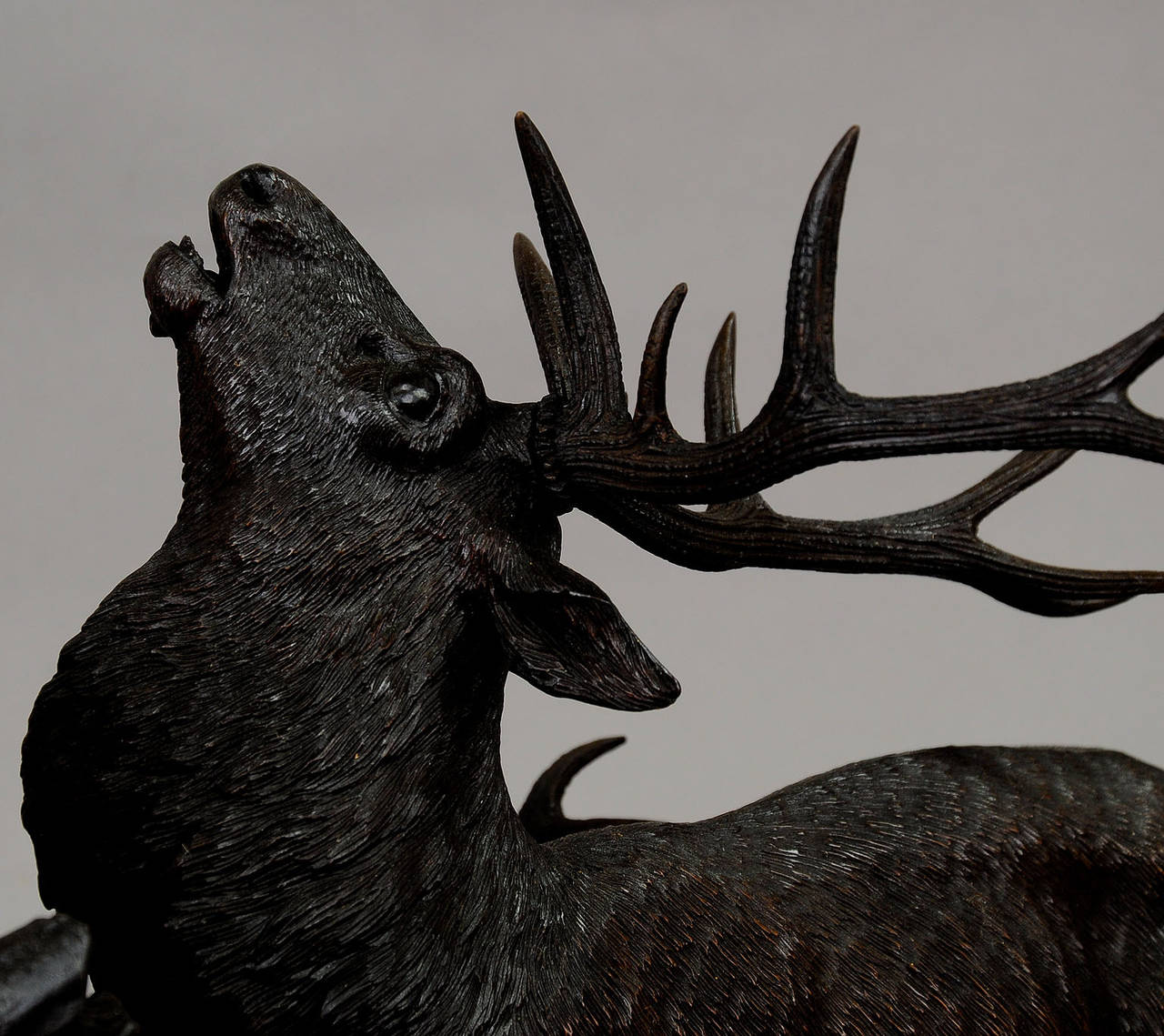 Carved Wood Fighting Stags by Rudolph Heissl For Sale at 1stdibs