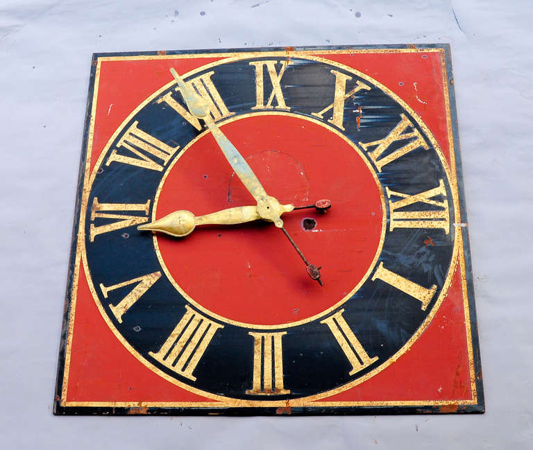 Antique Church Metal Clock Face with Gilded Hands at 1stDibs