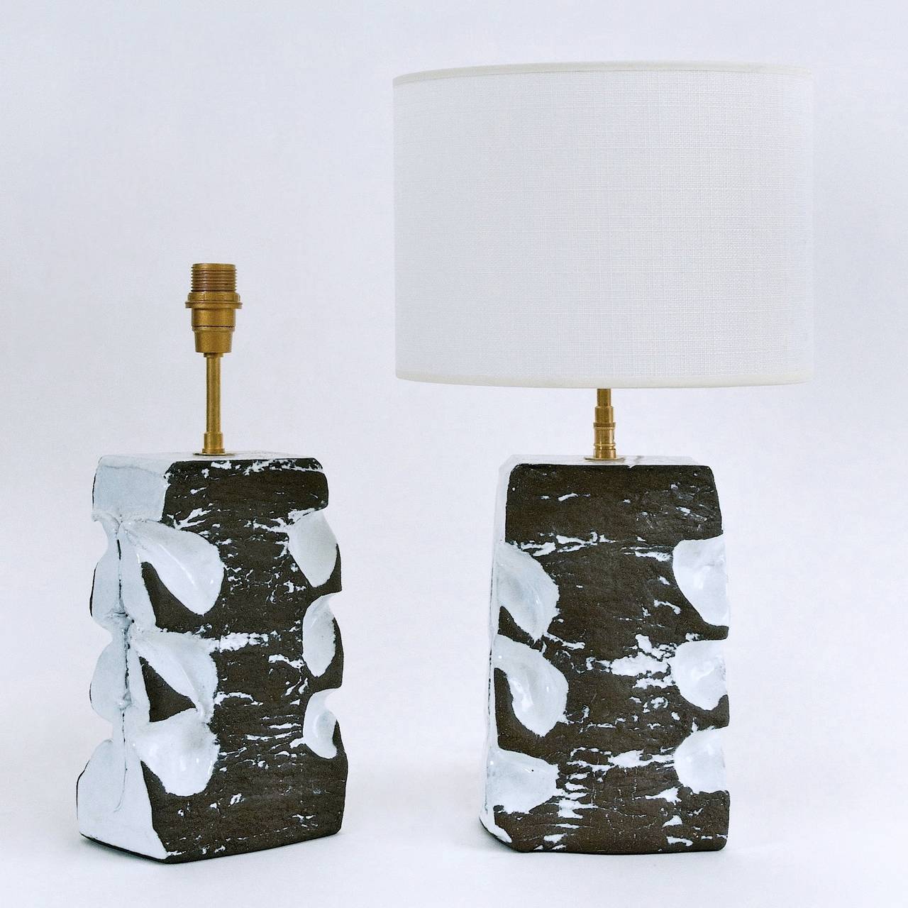 Pair of Ceramic LampBases Signed by Salvatore Parisi at 1stDibs