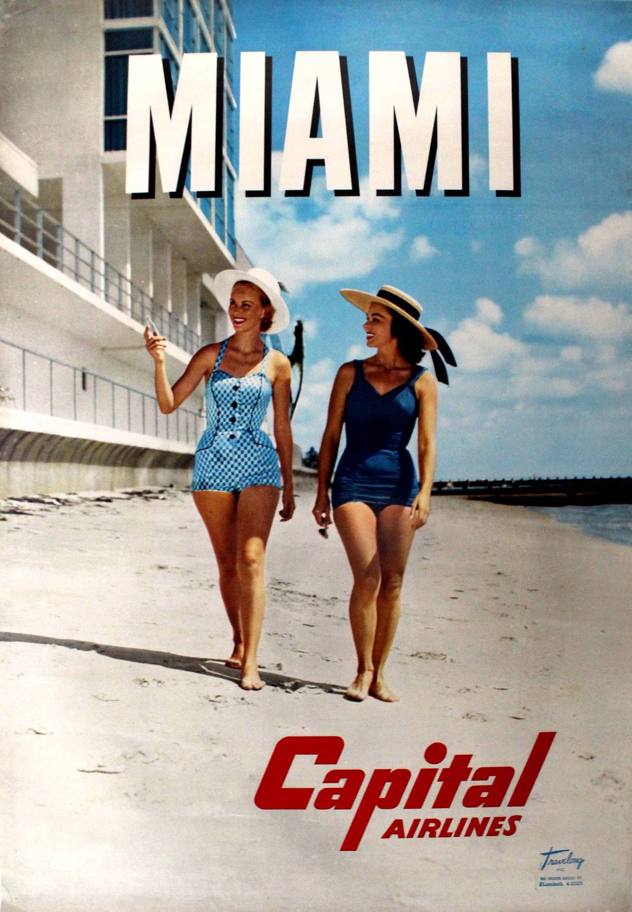 Unknown Original Vintage Travel Advertising Poster For Miami Florida