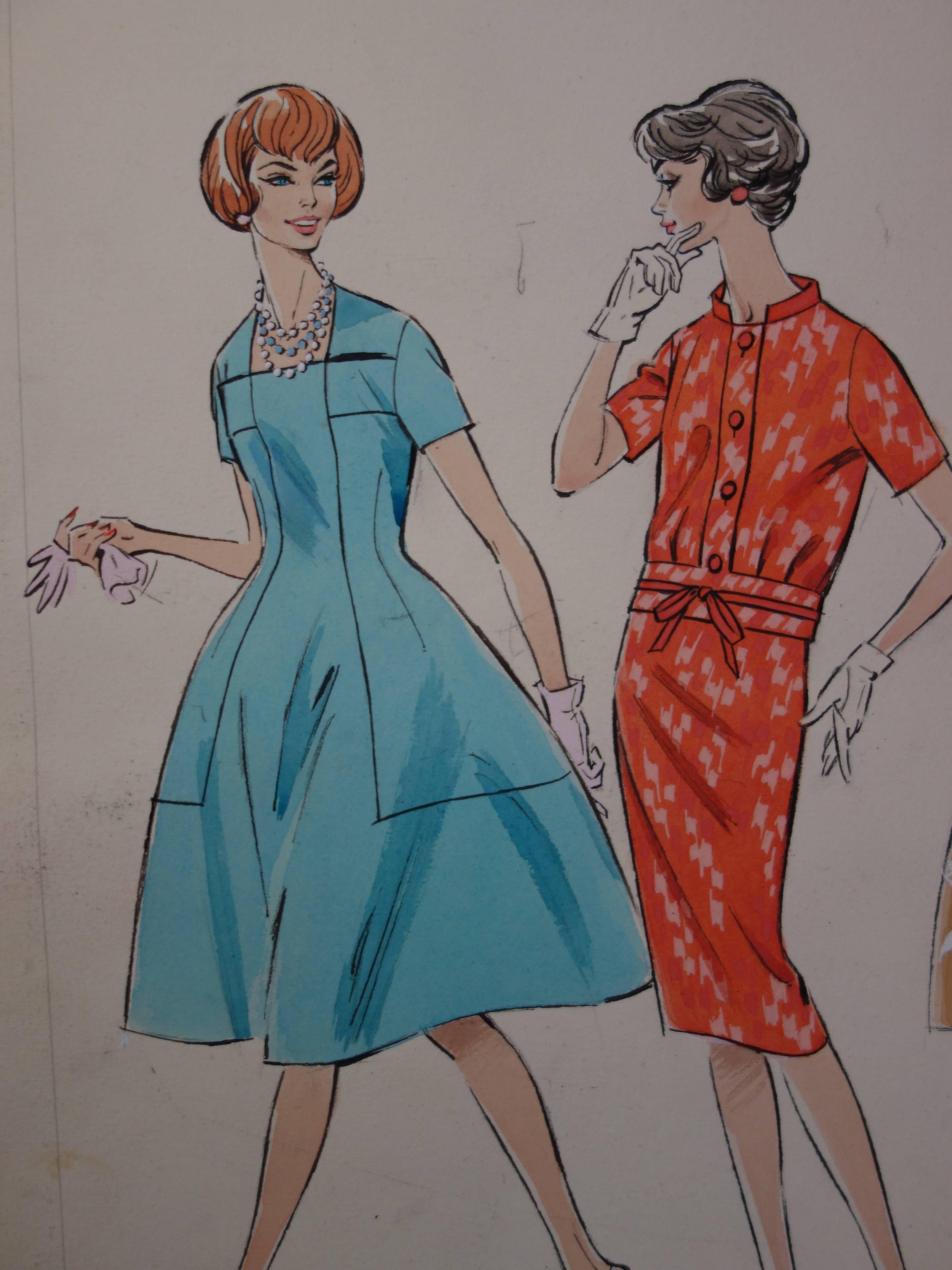 Rosy AndreasiVerdier Mode Drawing Three Dresses for Spring