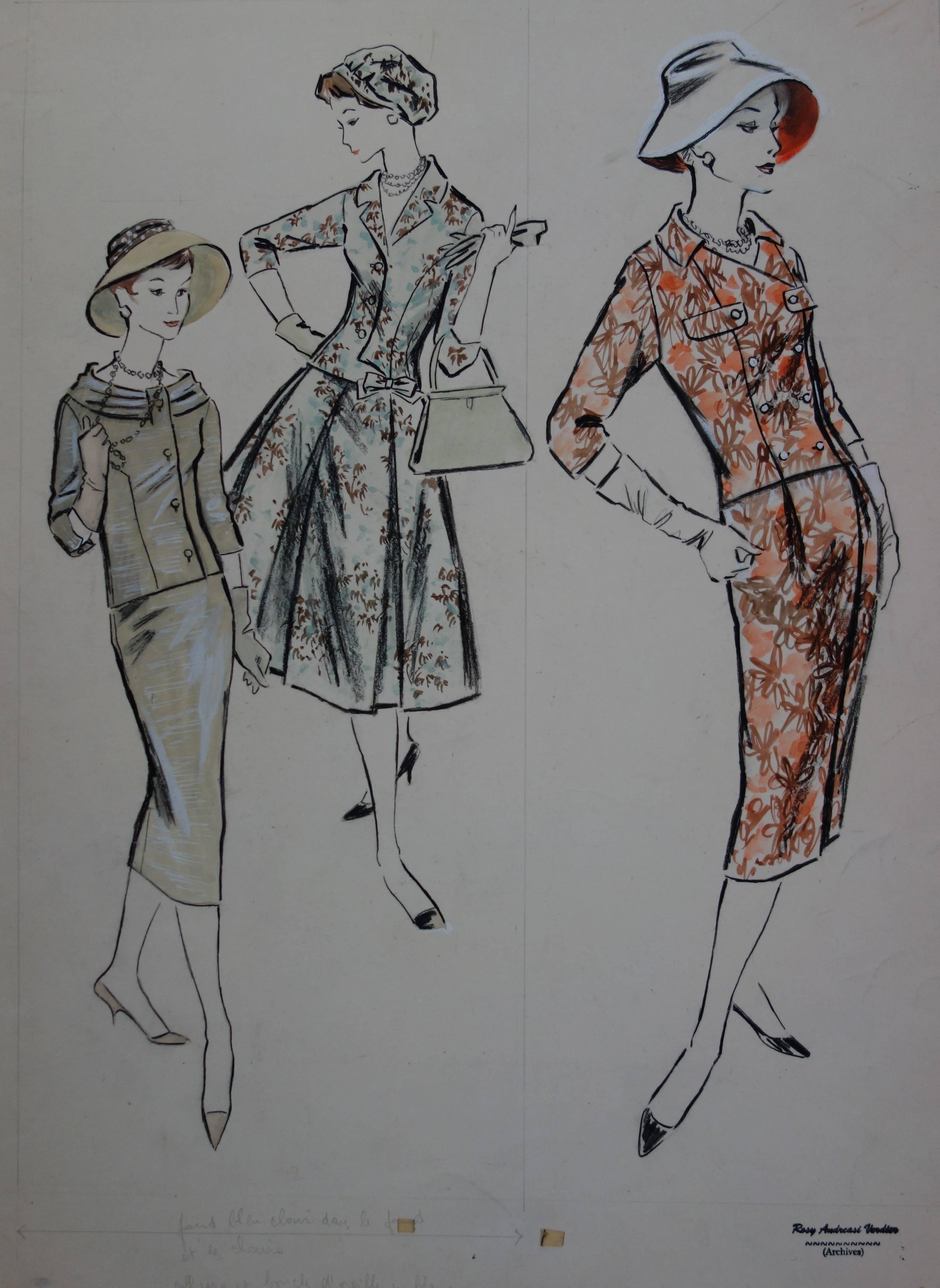 Rosy AndreasiVerdier Mode Drawing Three Dresses for Spring