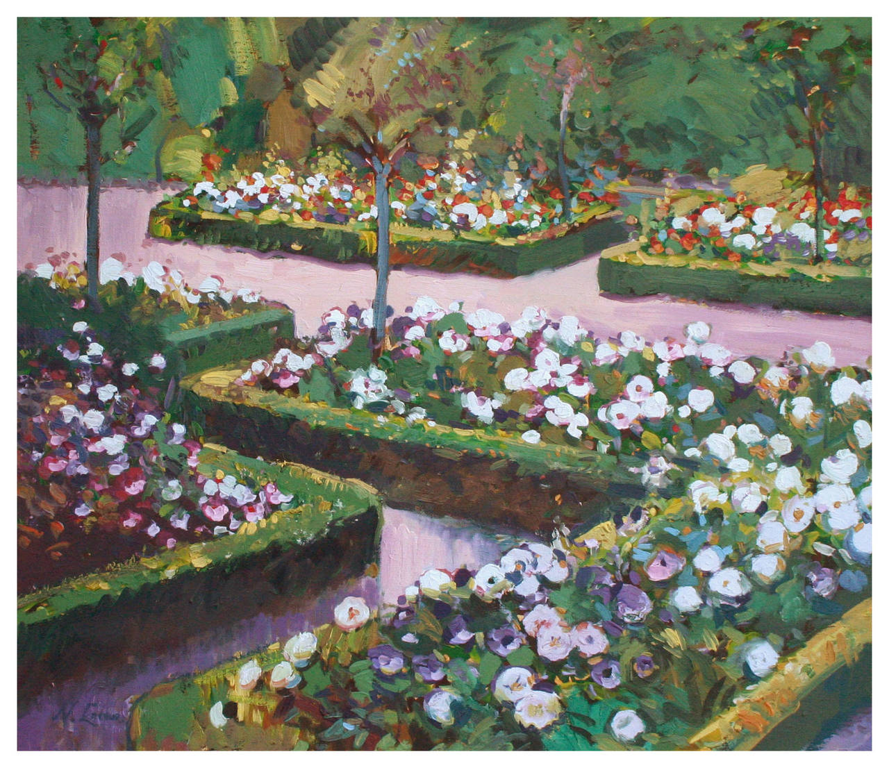 Nicole Laceur Garden Scene, Painting For Sale at 1stdibs
