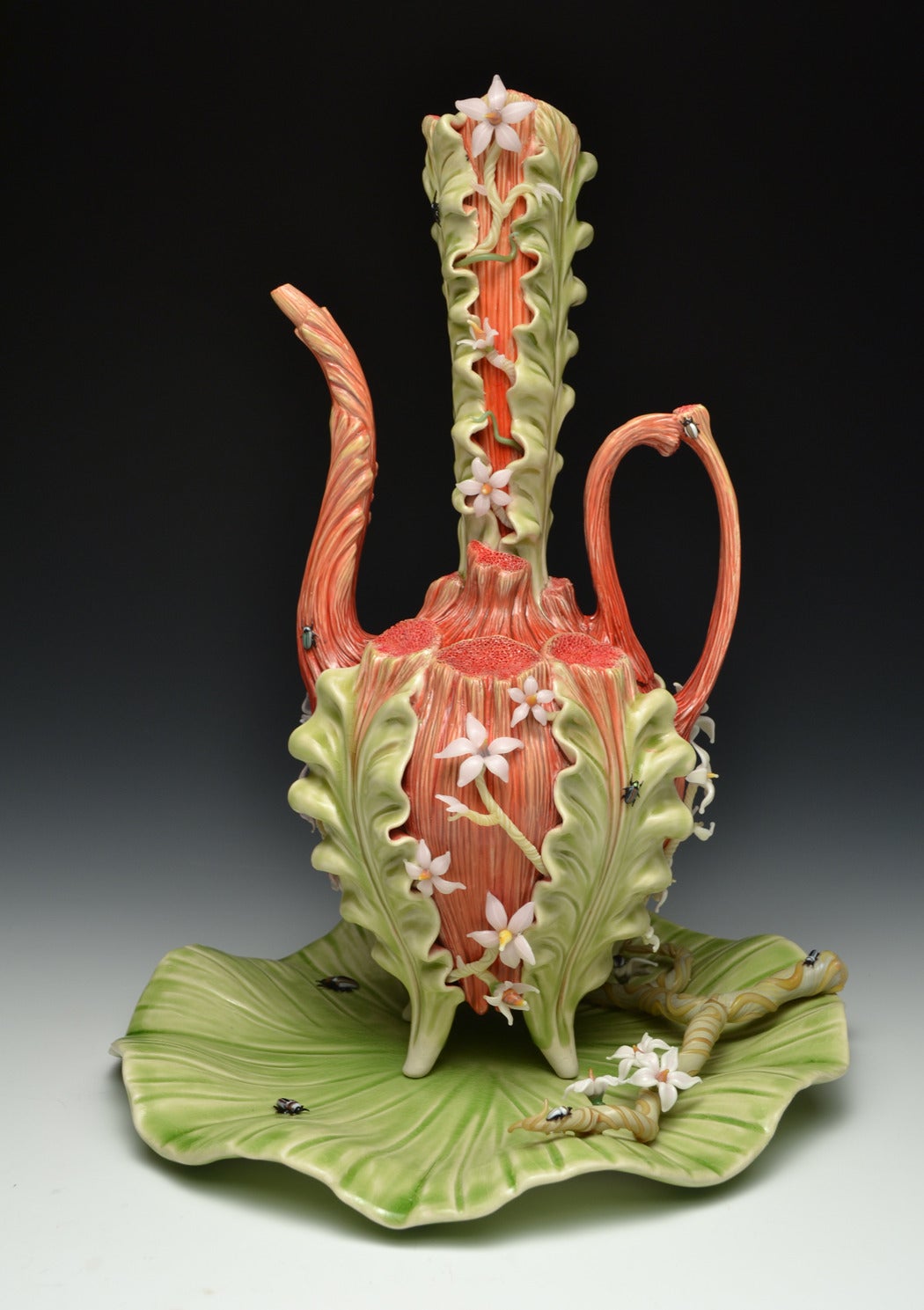 Bonnie Seeman "Fancy Spout Teapot with Tray", Surrealist Porcelain