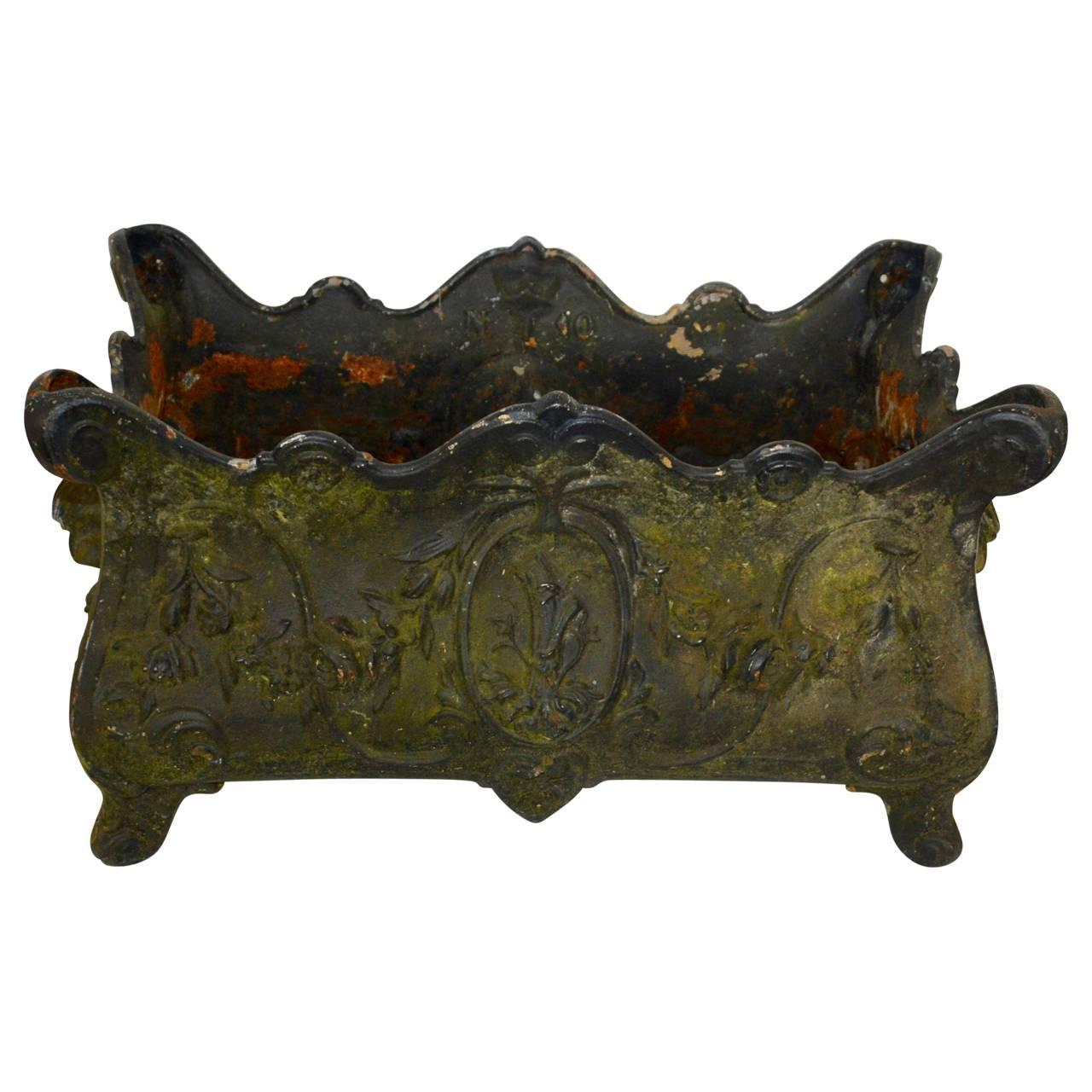 Large Swedish 19th Century Rectangular Cast Iron Planter For Sale at