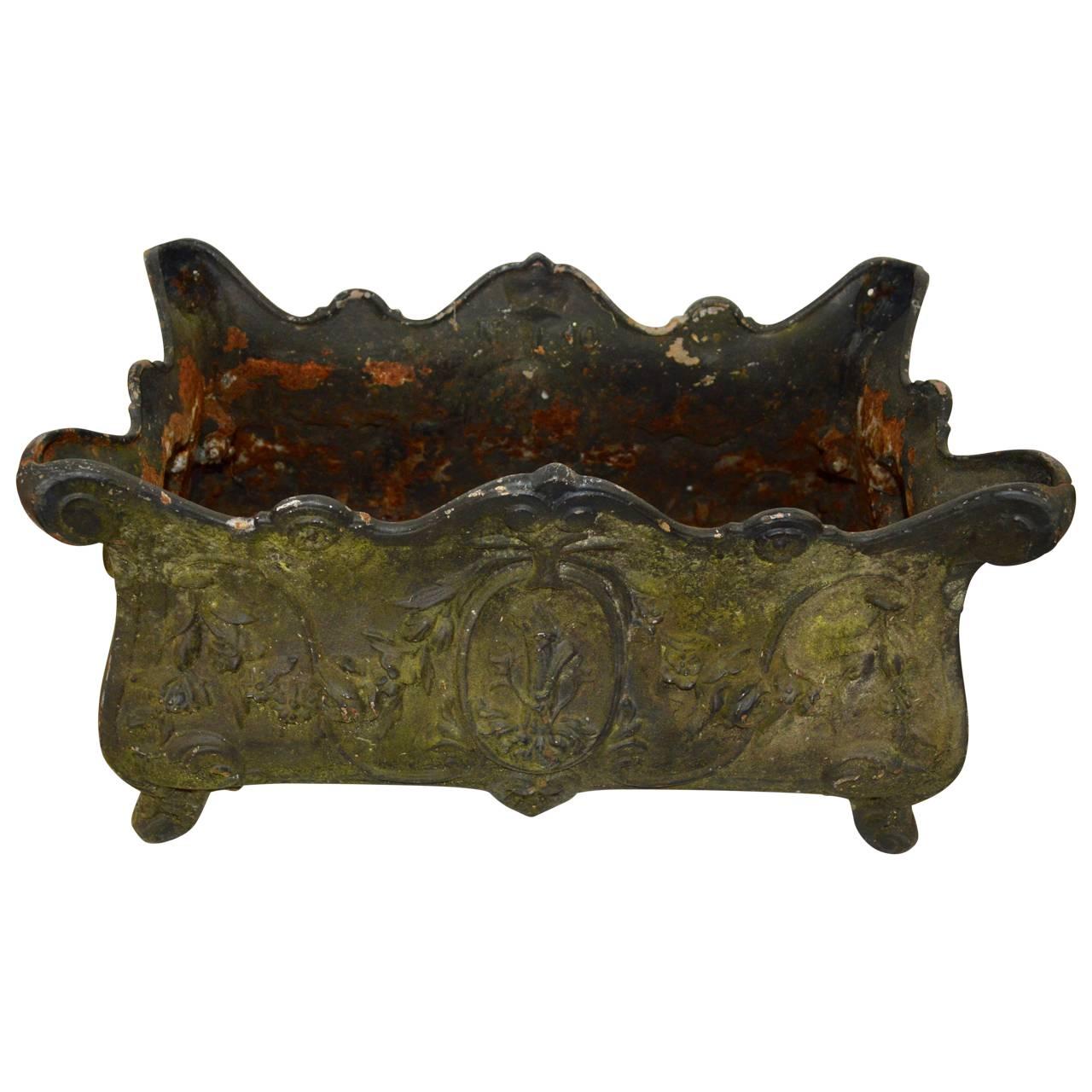 Large Swedish 19th Century Rectangular Cast Iron Planter For Sale at