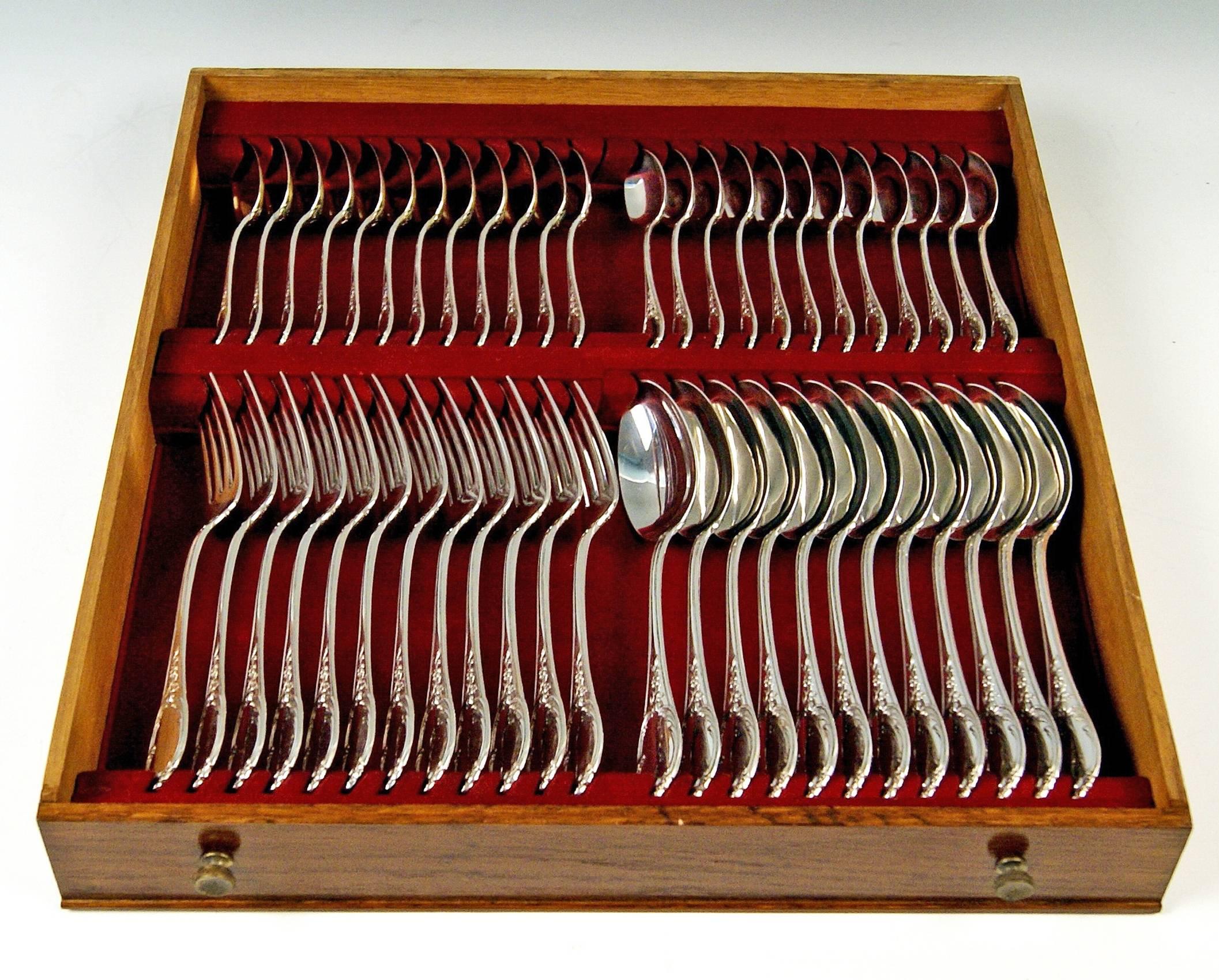 Silver Flatware Cutlery for 12 Persons Bertsch Germany, circa 1890 at