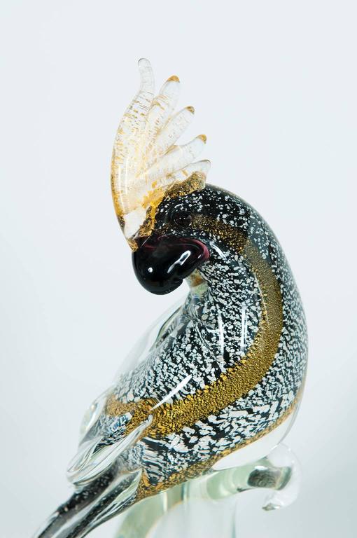 Italian Parrot Sculpture in Blown Murano Glass, by Alberto