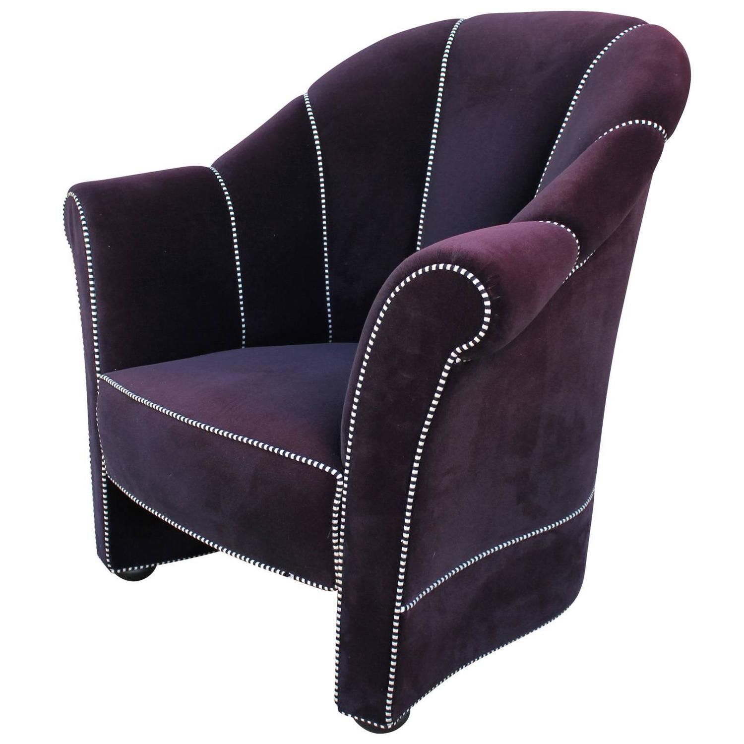 Purple Velvet Josef Hoffmann Lounge Chairs at 1stdibs