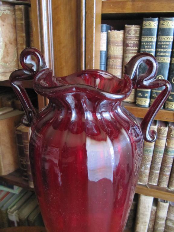 Antique Vase Made of Blown Glass Ruby Red For Sale at 1stdibs
